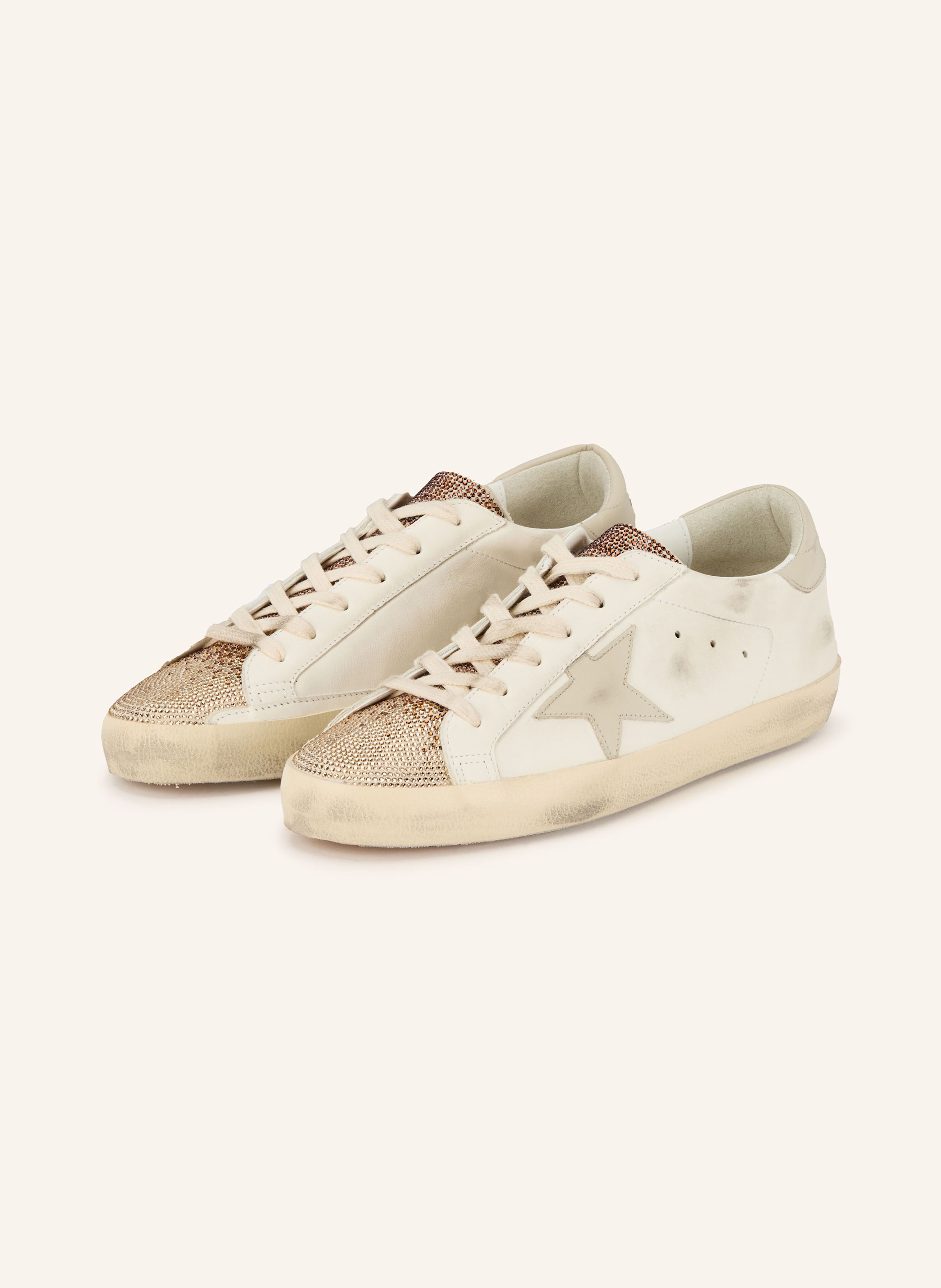 Golden Goose Golden Goose Sneaker Super-Star Mit Schmucksteinen weiss in WEISS / ECRU / CREME