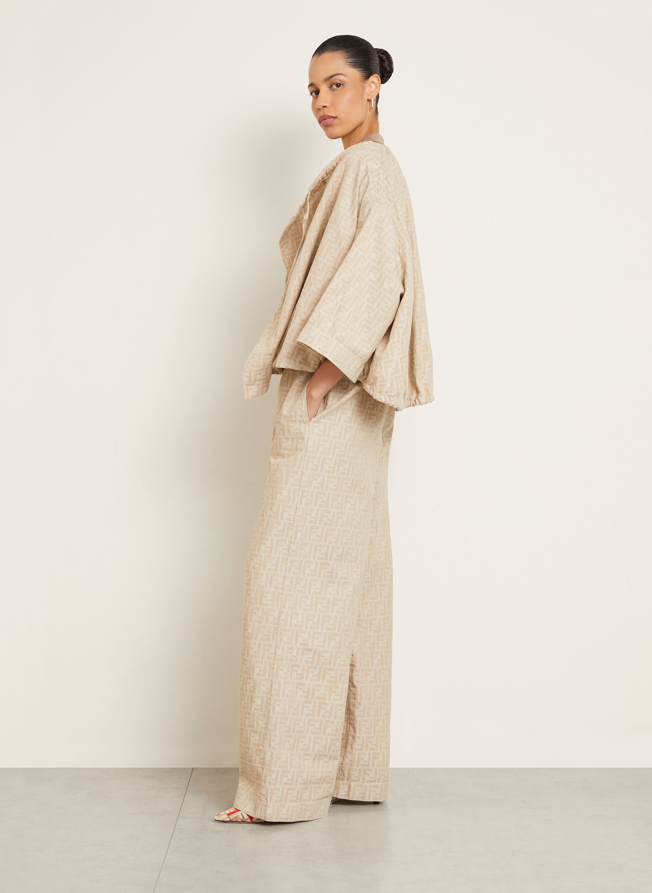 Thumbnail - Fendi Marlenehose Mit Leinen beige