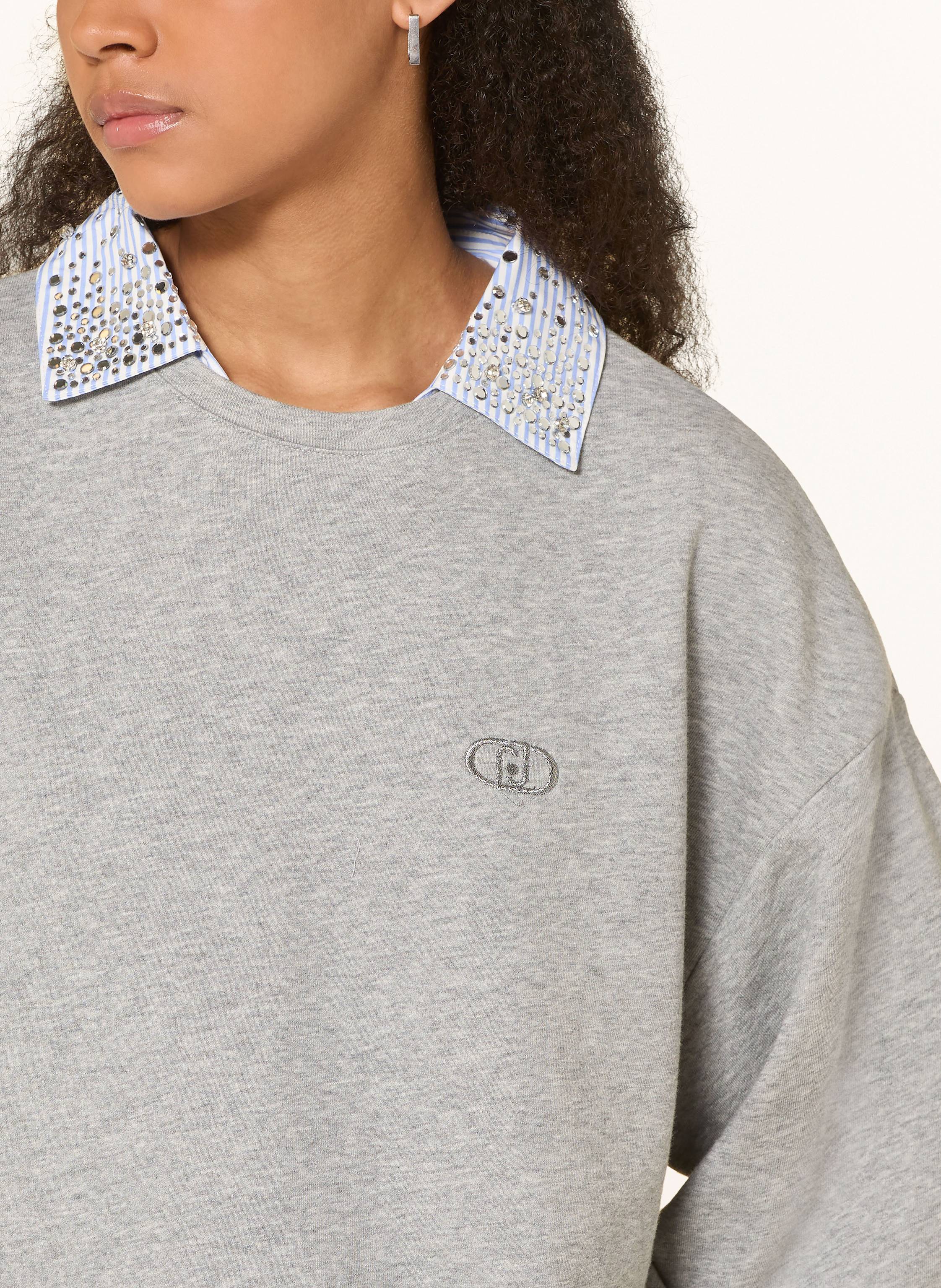 Thumbnail - Liu Jo Sweatshirt Mit Abnehmbarem Kragen Und Schmucksteinen grau