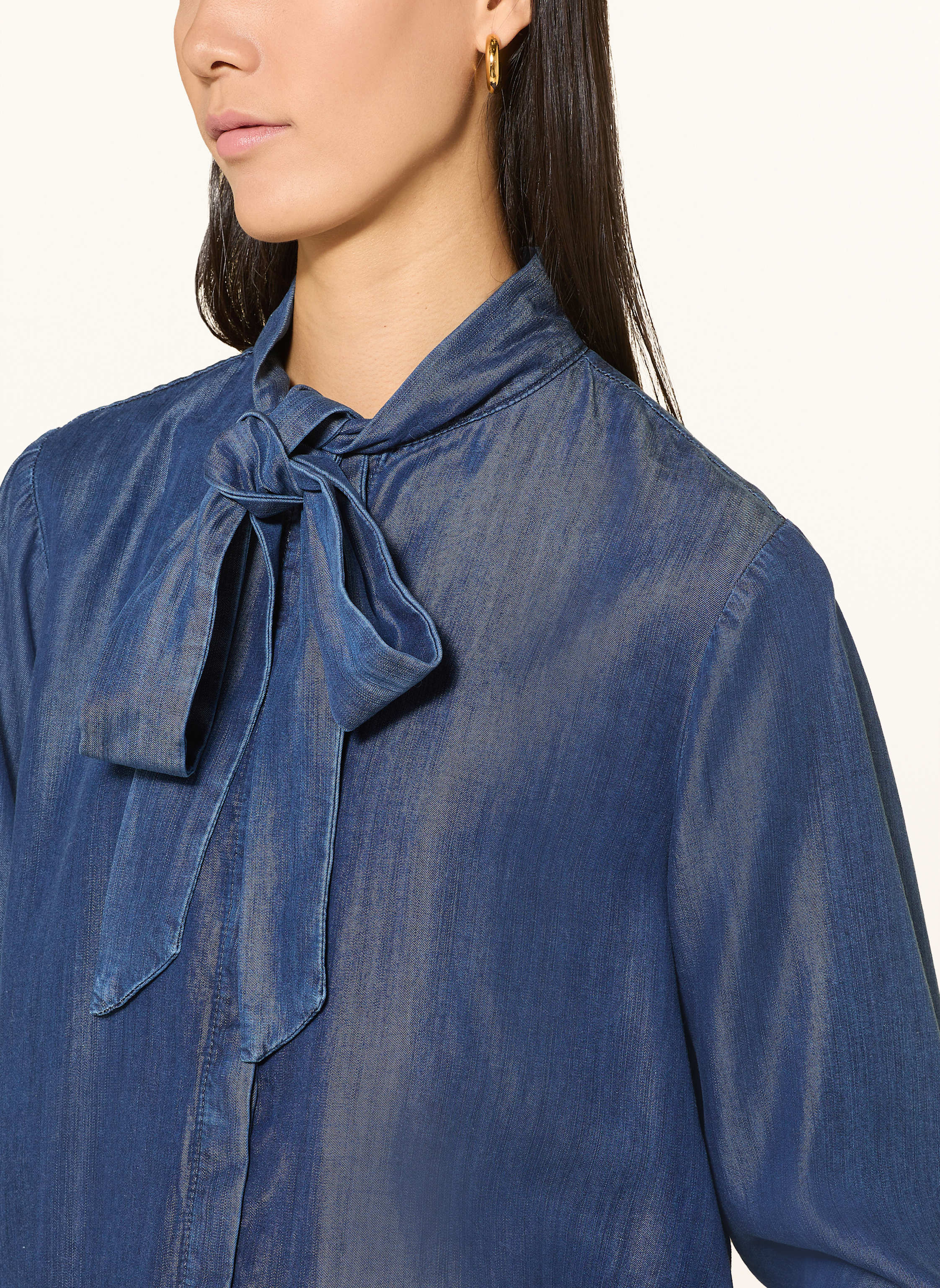 Thumbnail - Joop! Schluppenbluse Ulla In Jeansoptik blau