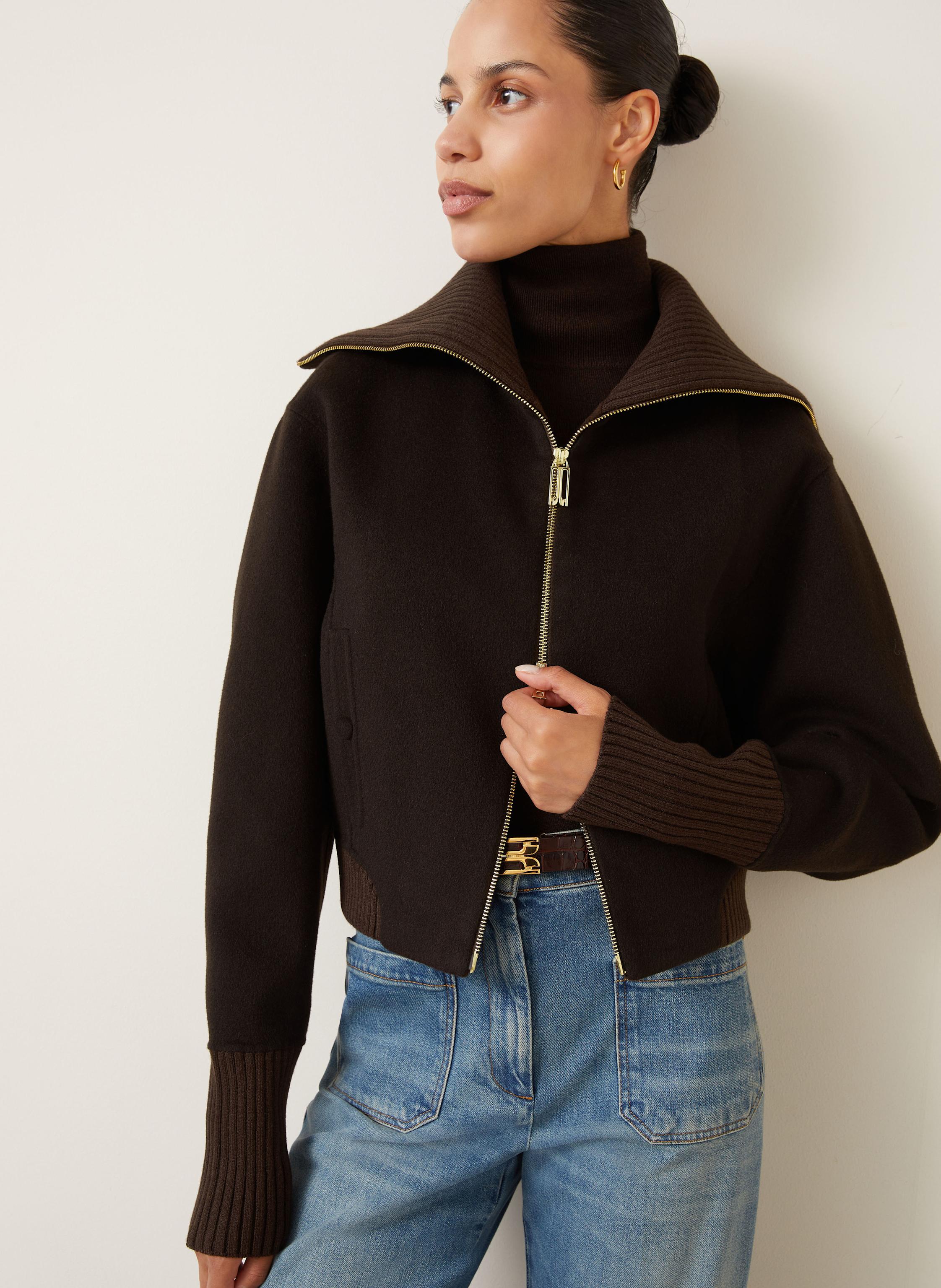 Thumbnail - Victoria Beckham Blouson Aus Wolle braun