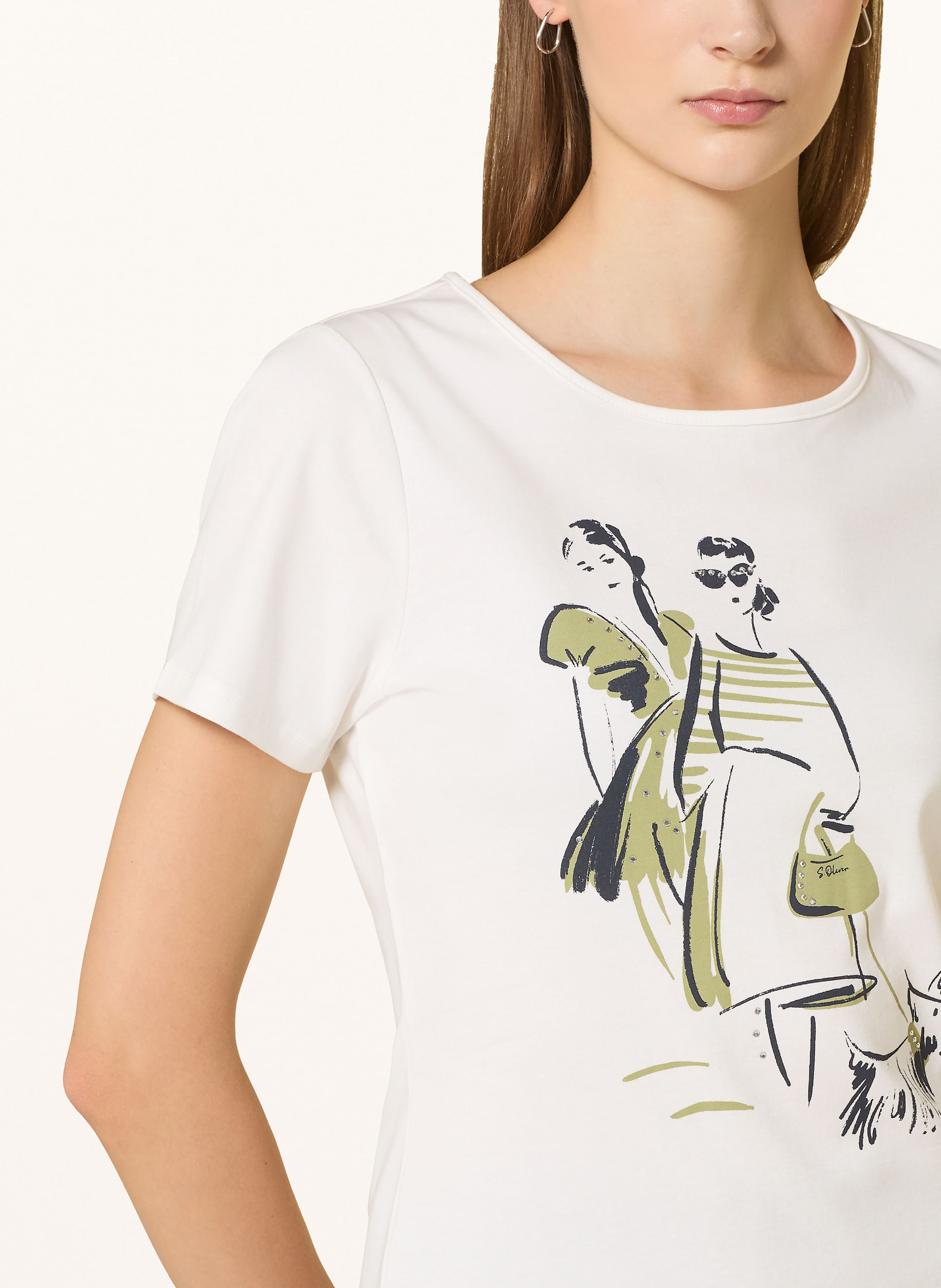 Thumbnail - S.Oliver Black Label T-Shirt Mit Schmucksteinen weiss