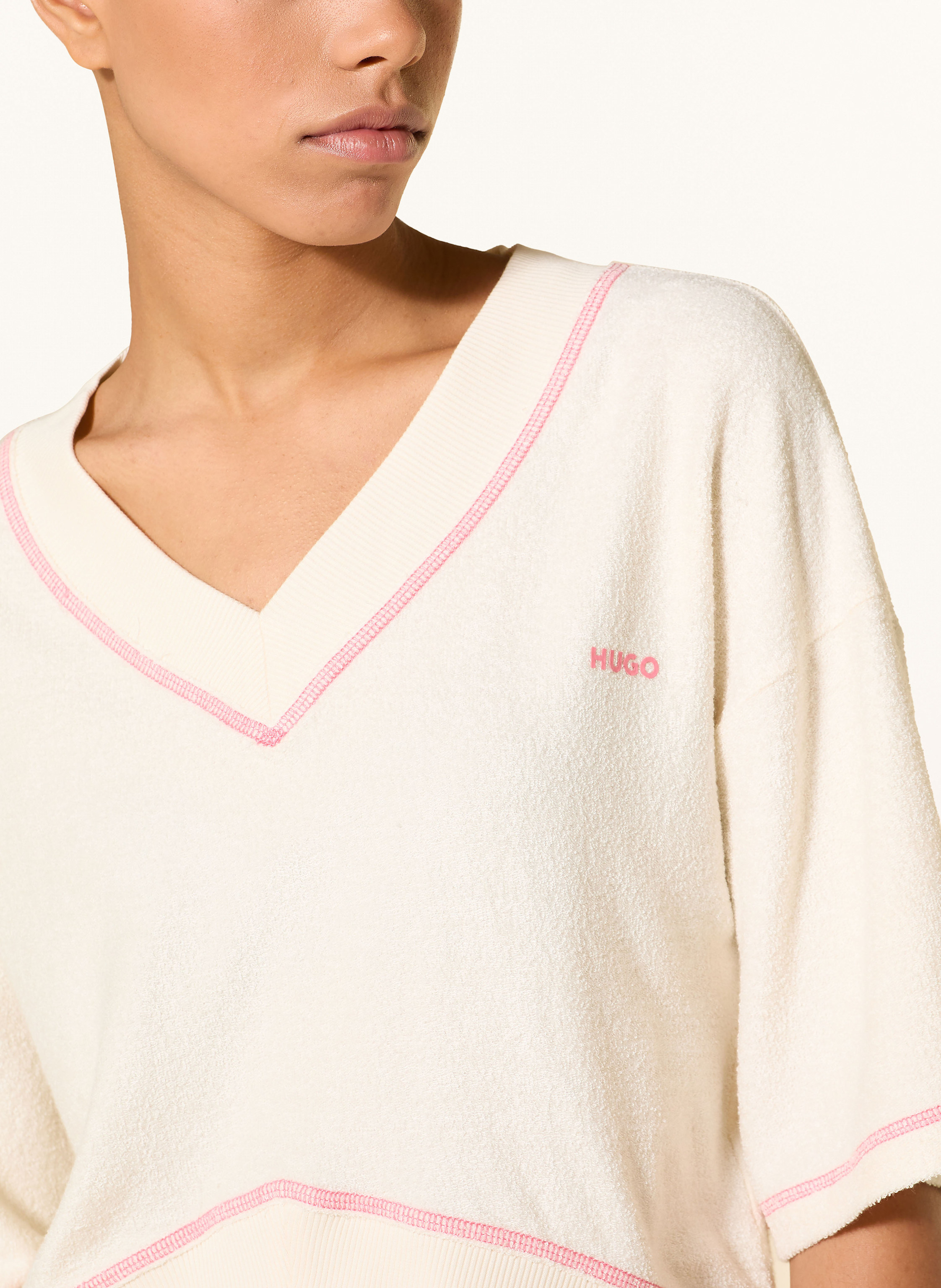 Thumbnail - Hugo Lounge-Shirt Naty Aus Frottee weiss