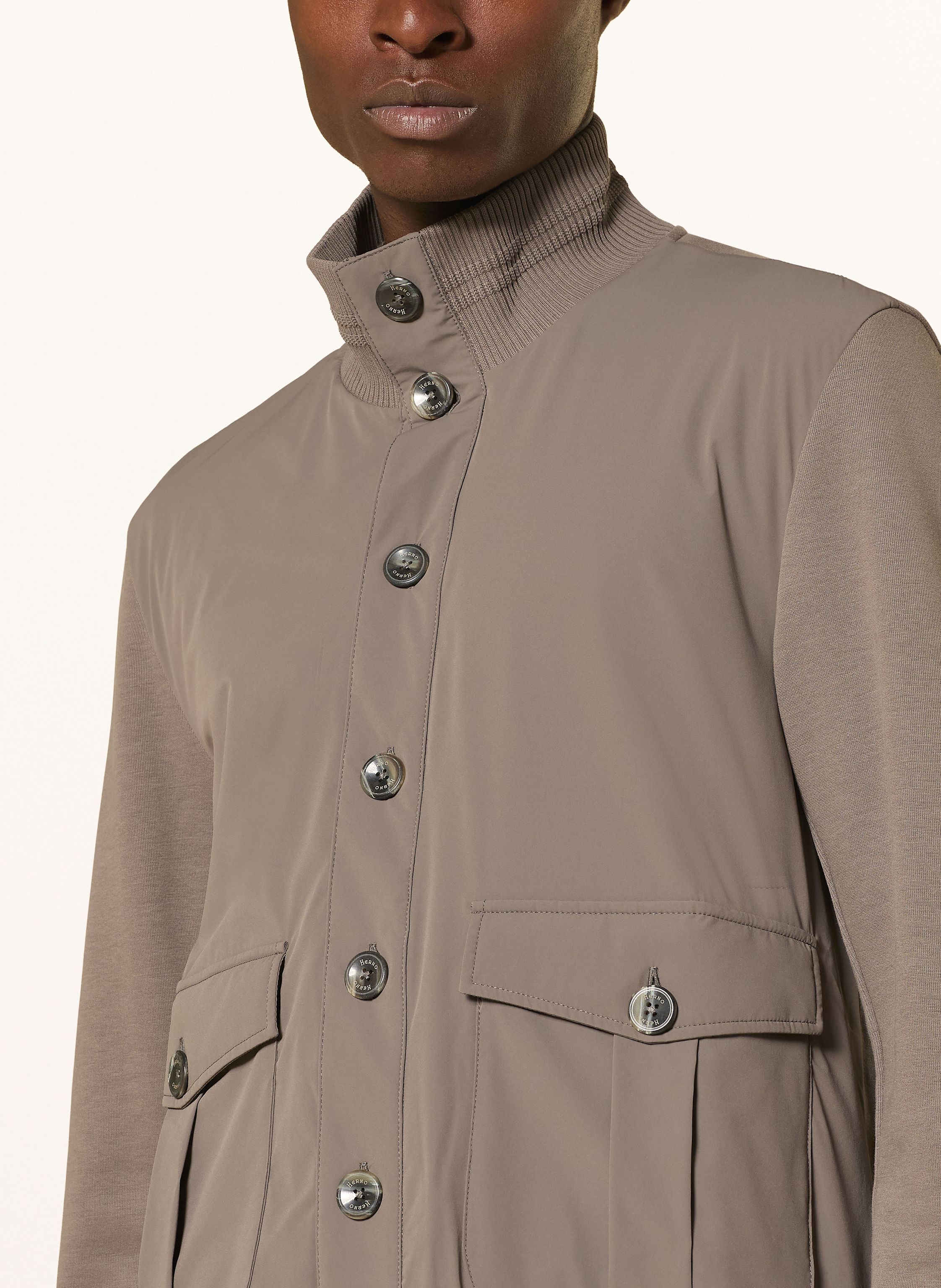 Thumbnail - Herno Blouson Im Materialmix beige