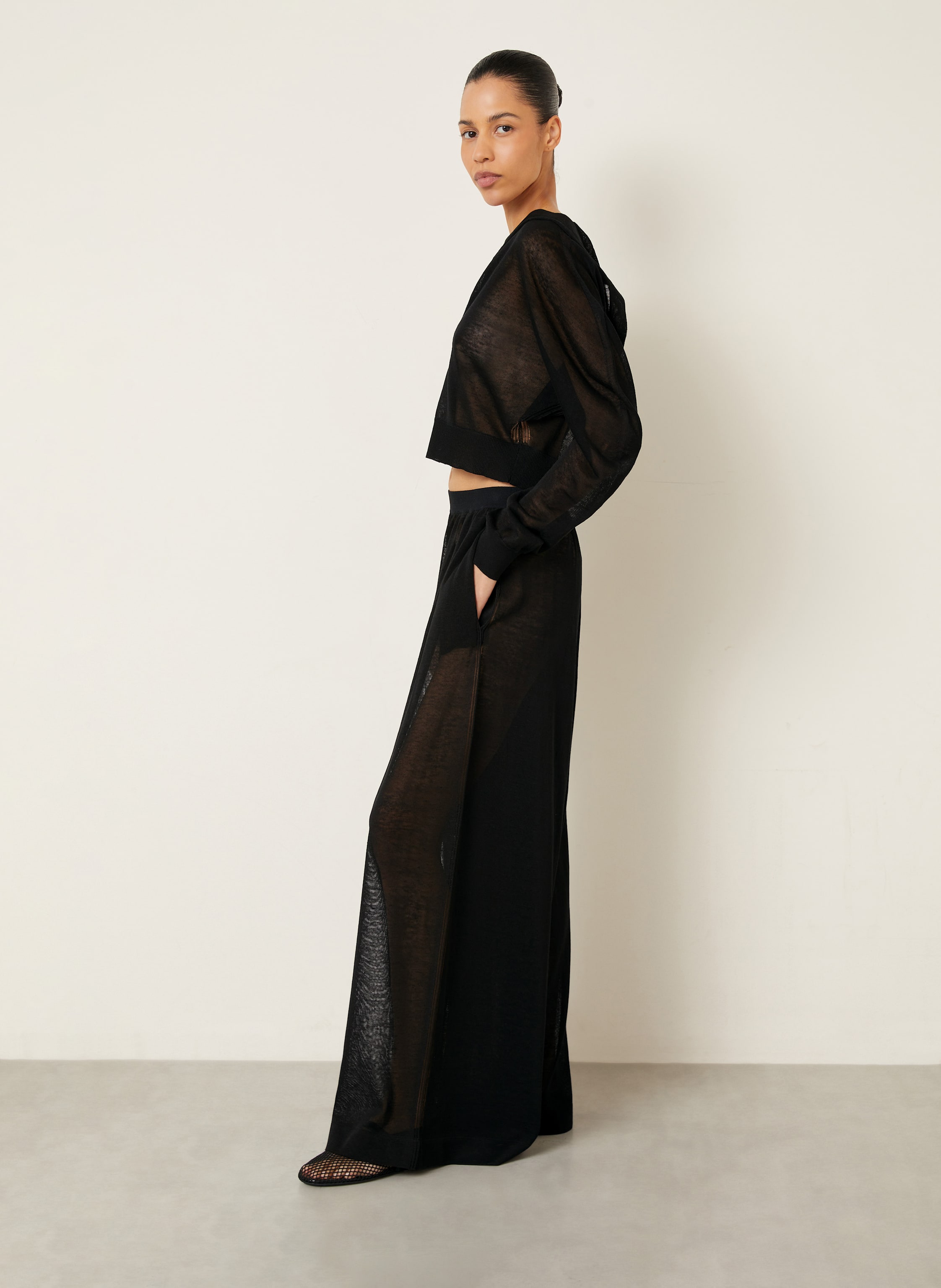 Thumbnail - Alaïa Strickhose Aus Leinen schwarz