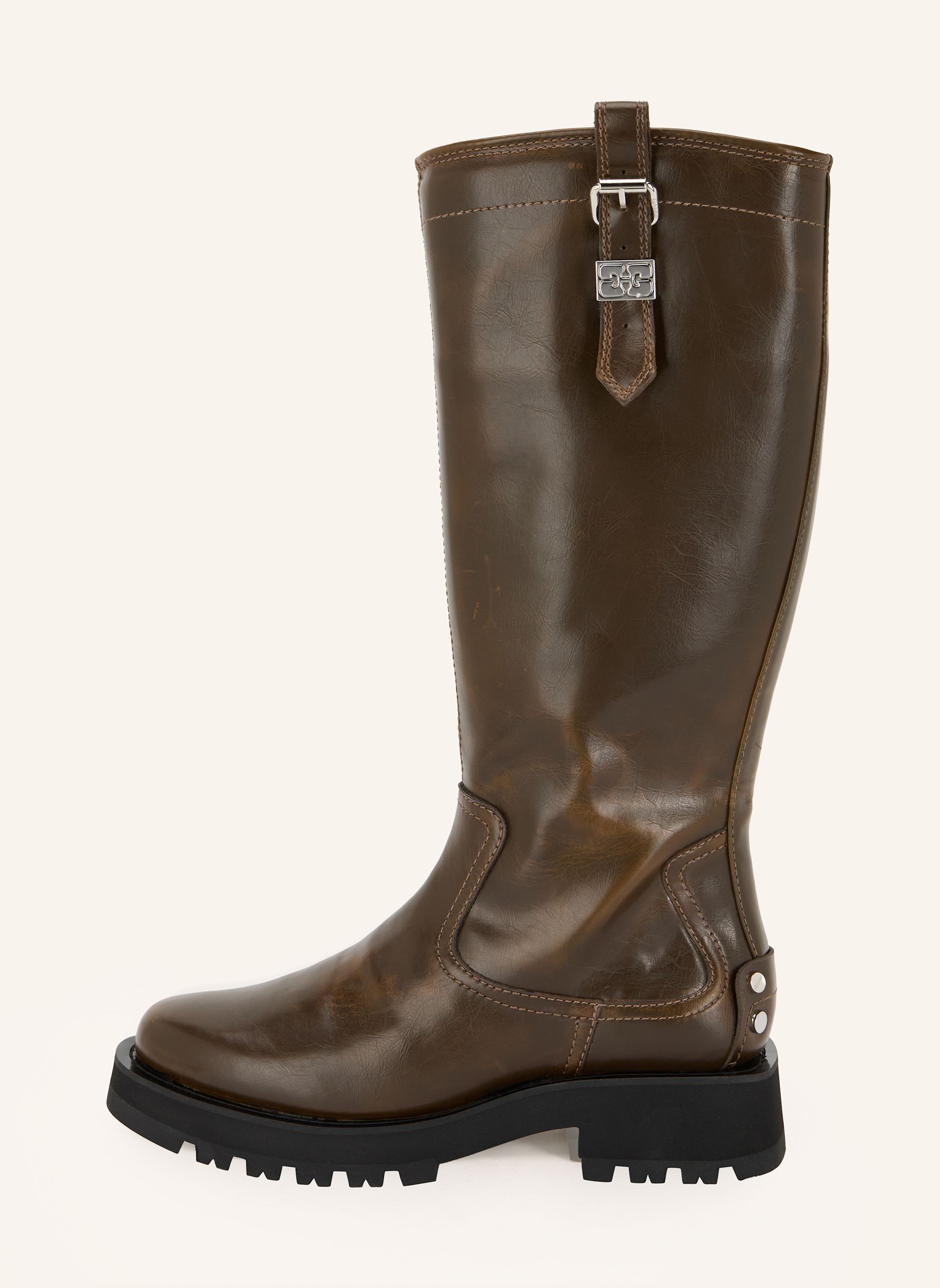 Thumbnail - Ganni Stiefel Mit Nieten braun