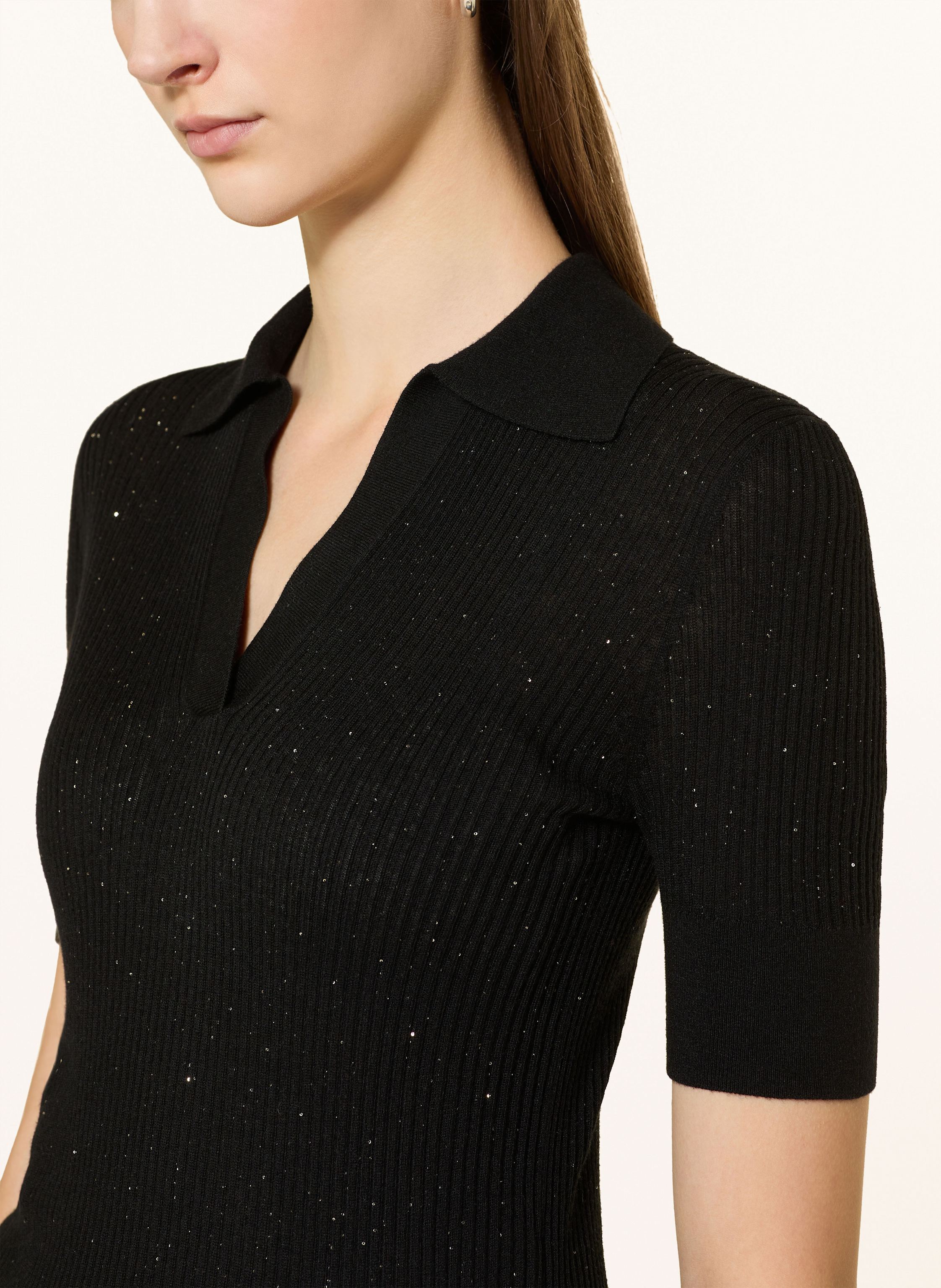 Thumbnail - Max Mara Studio Strickshirt Uberta Mit Seide Und Pailletten schwarz