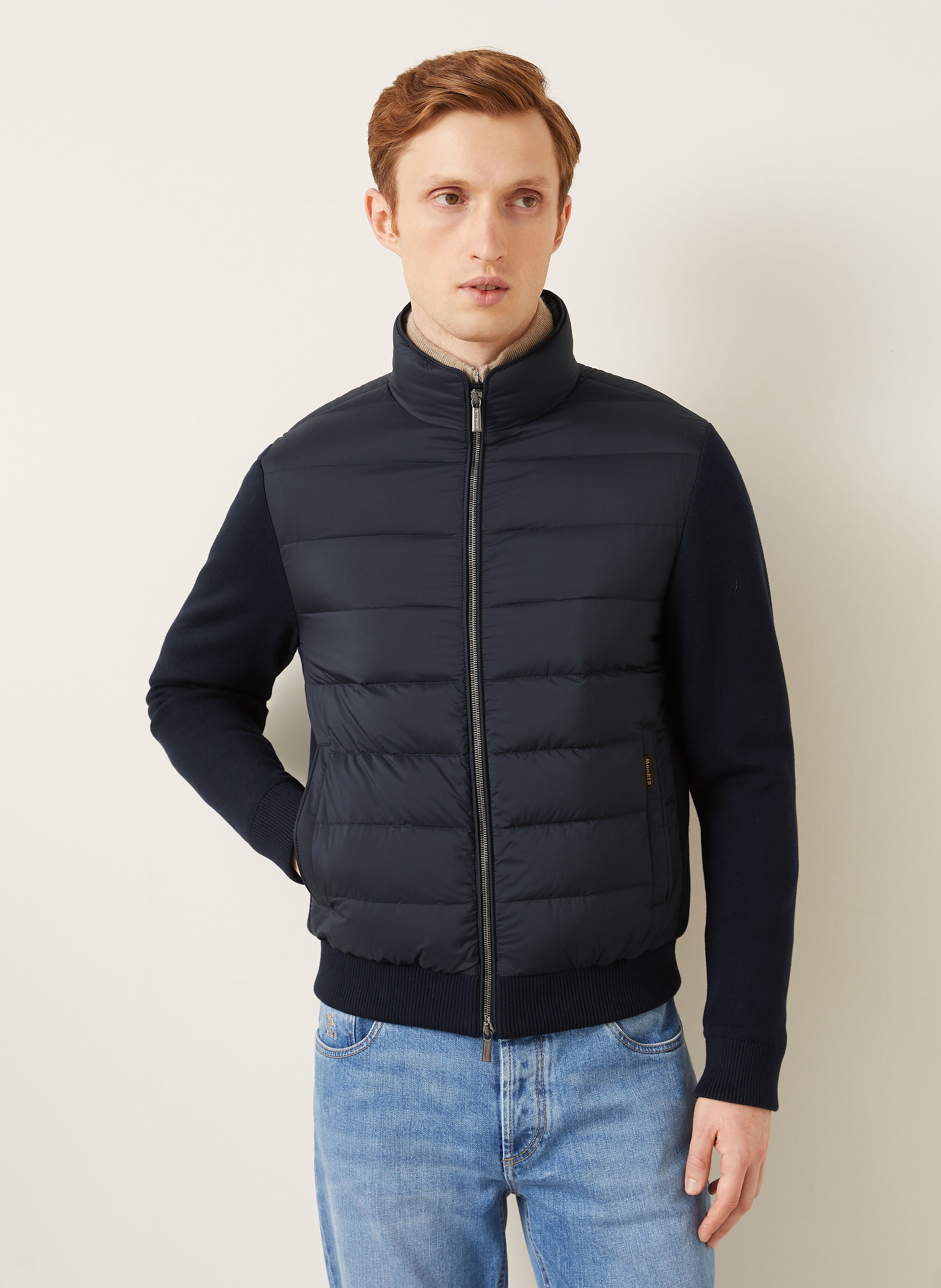 Thumbnail - Moorer Daunenjacke Im Materialmix blau