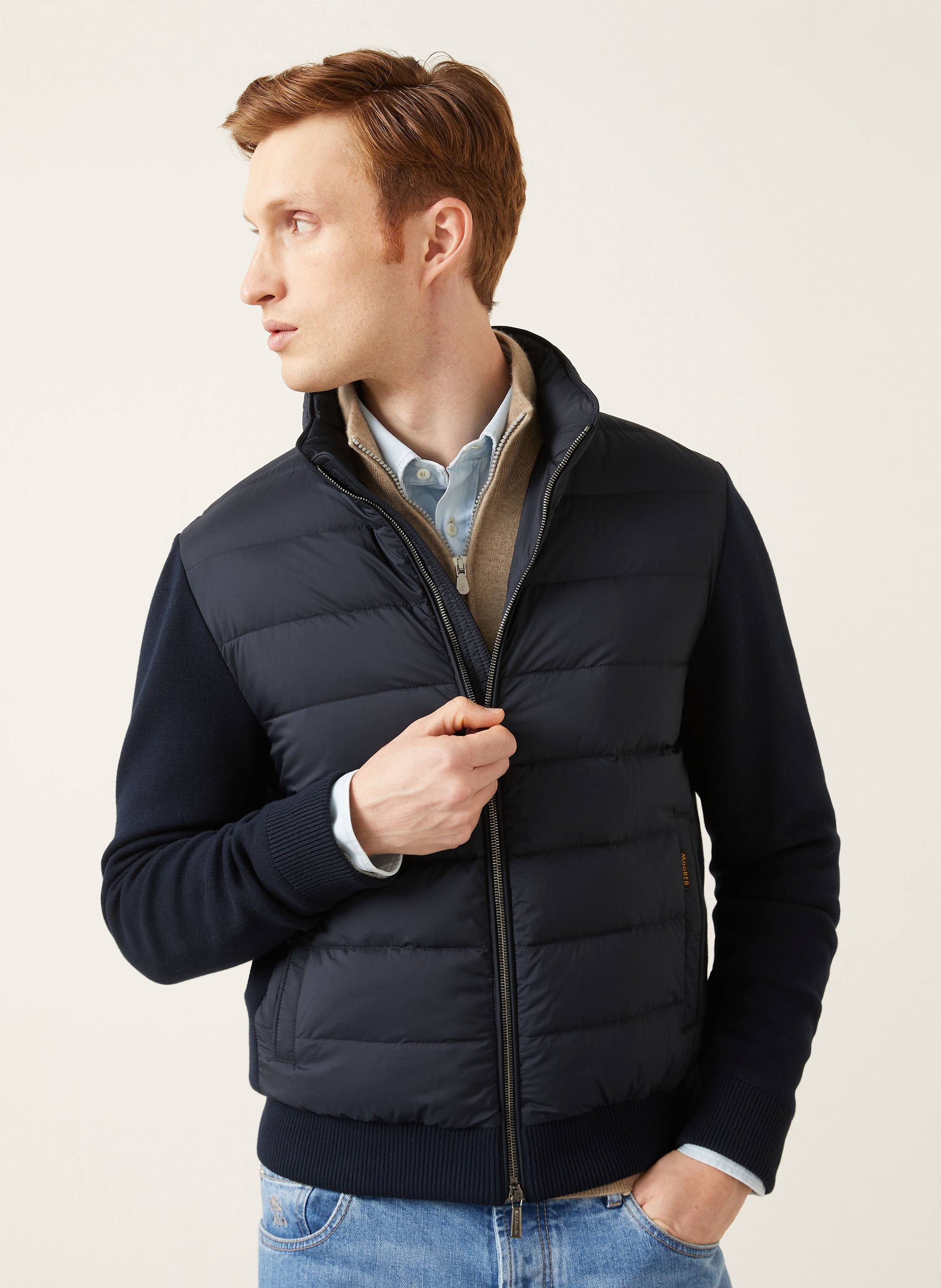 Thumbnail - Moorer Daunenjacke Im Materialmix blau