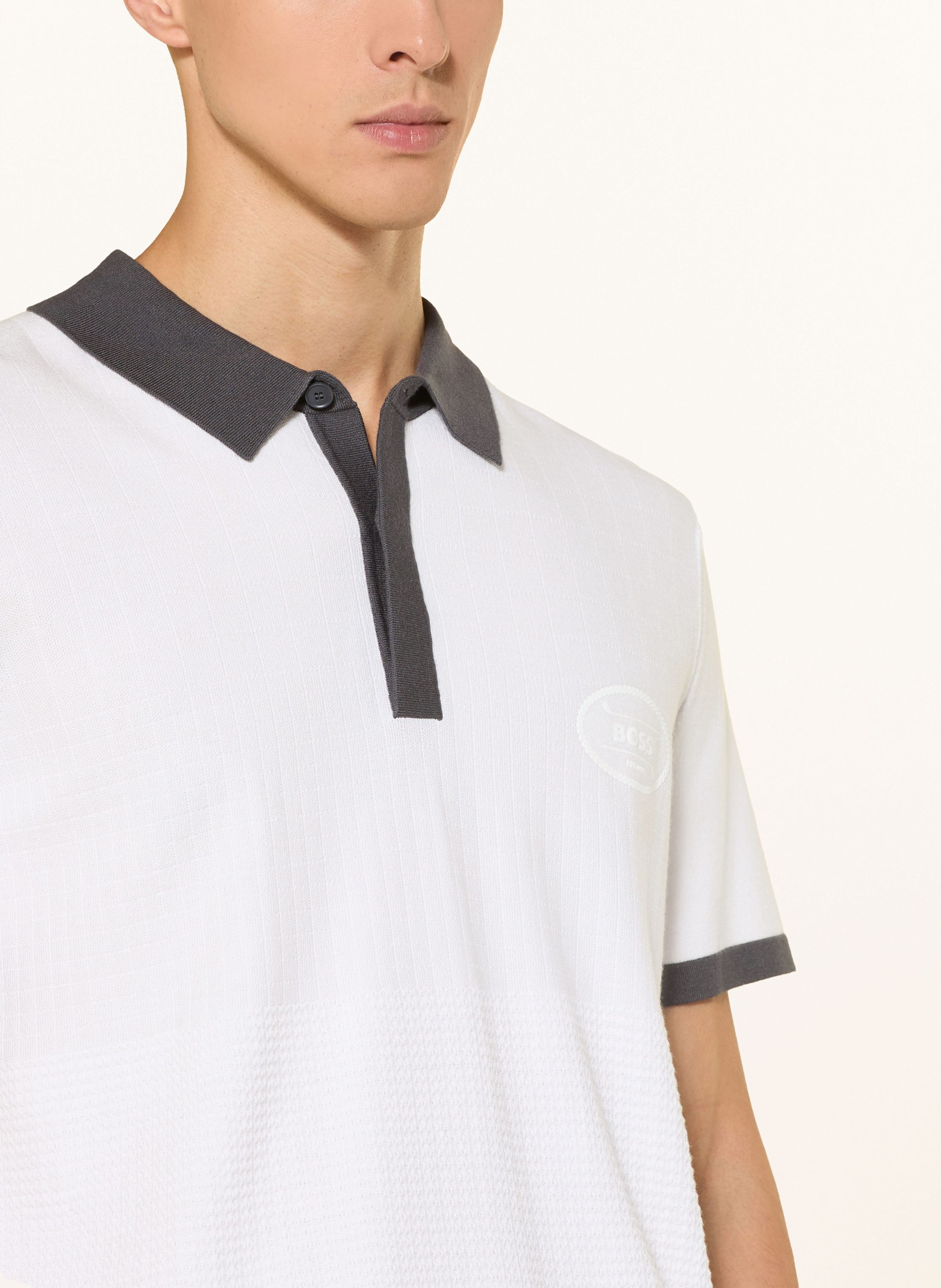 Thumbnail - Boss Strick-Poloshirt Club weiss