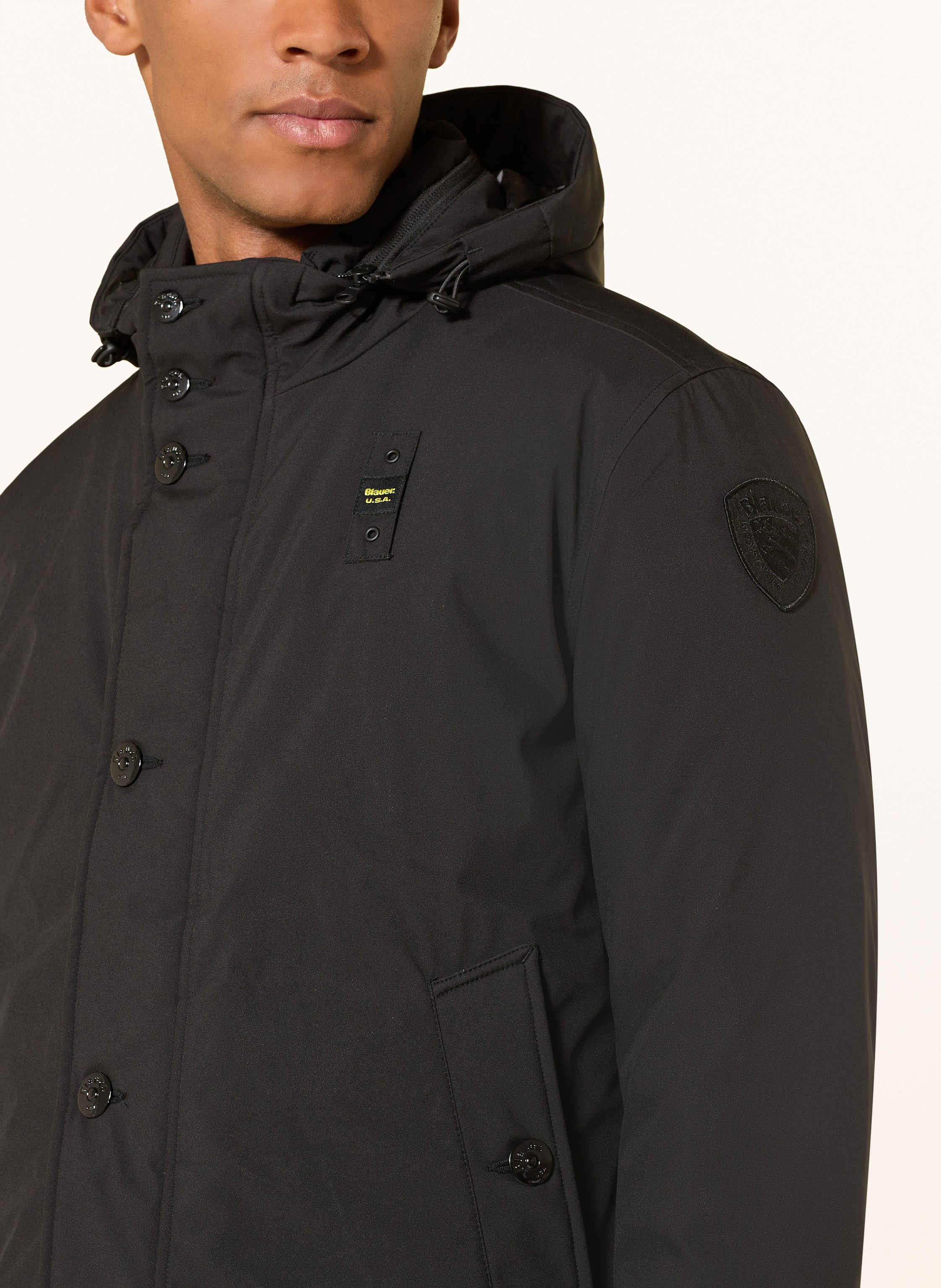 Thumbnail - Blauer Daunenparka Chester Mit Abnehmbarer Kapuze schwarz