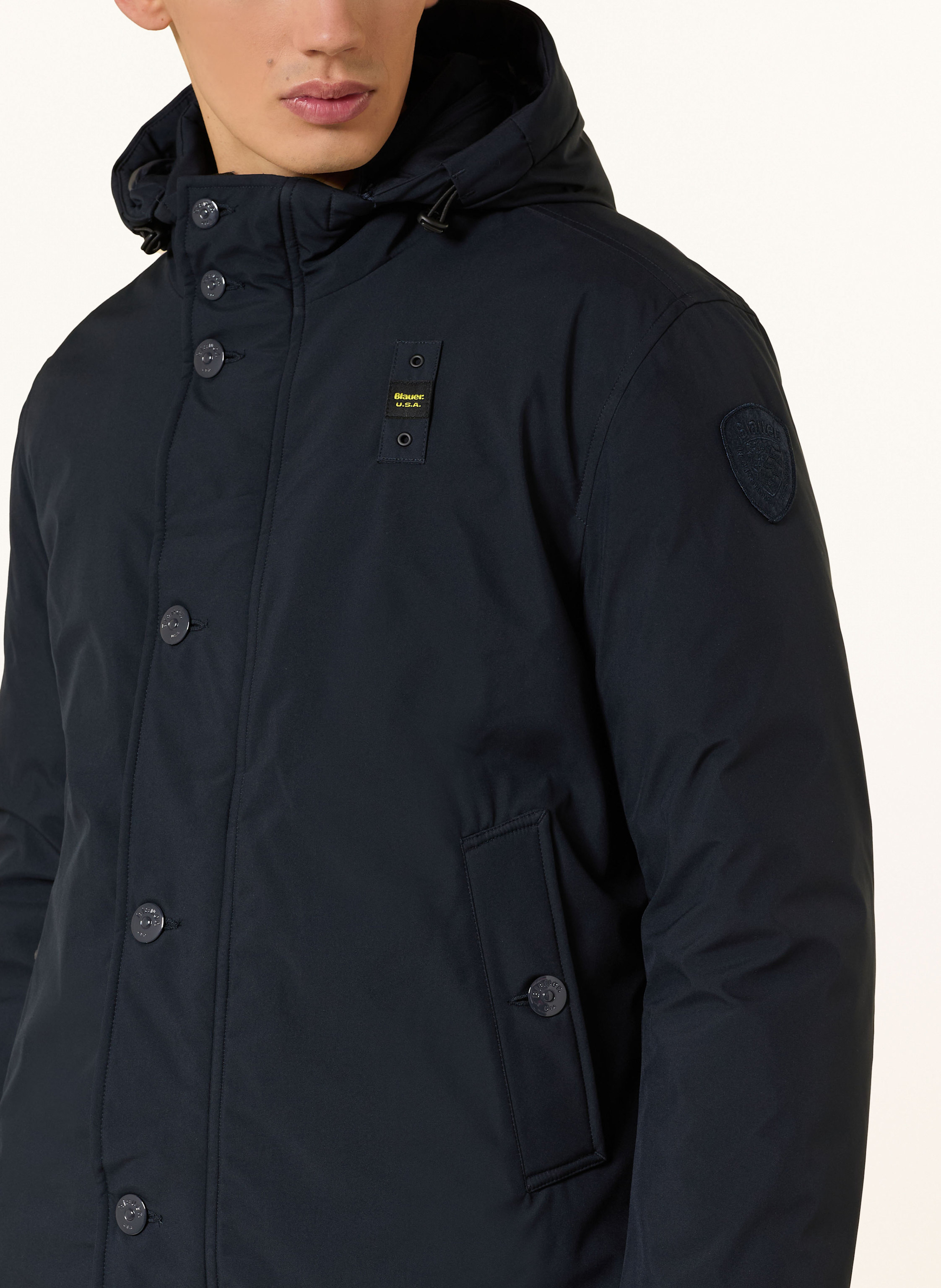 Thumbnail - Blauer Daunenparka Chester Mit Abnehmbarer Kapuze blau