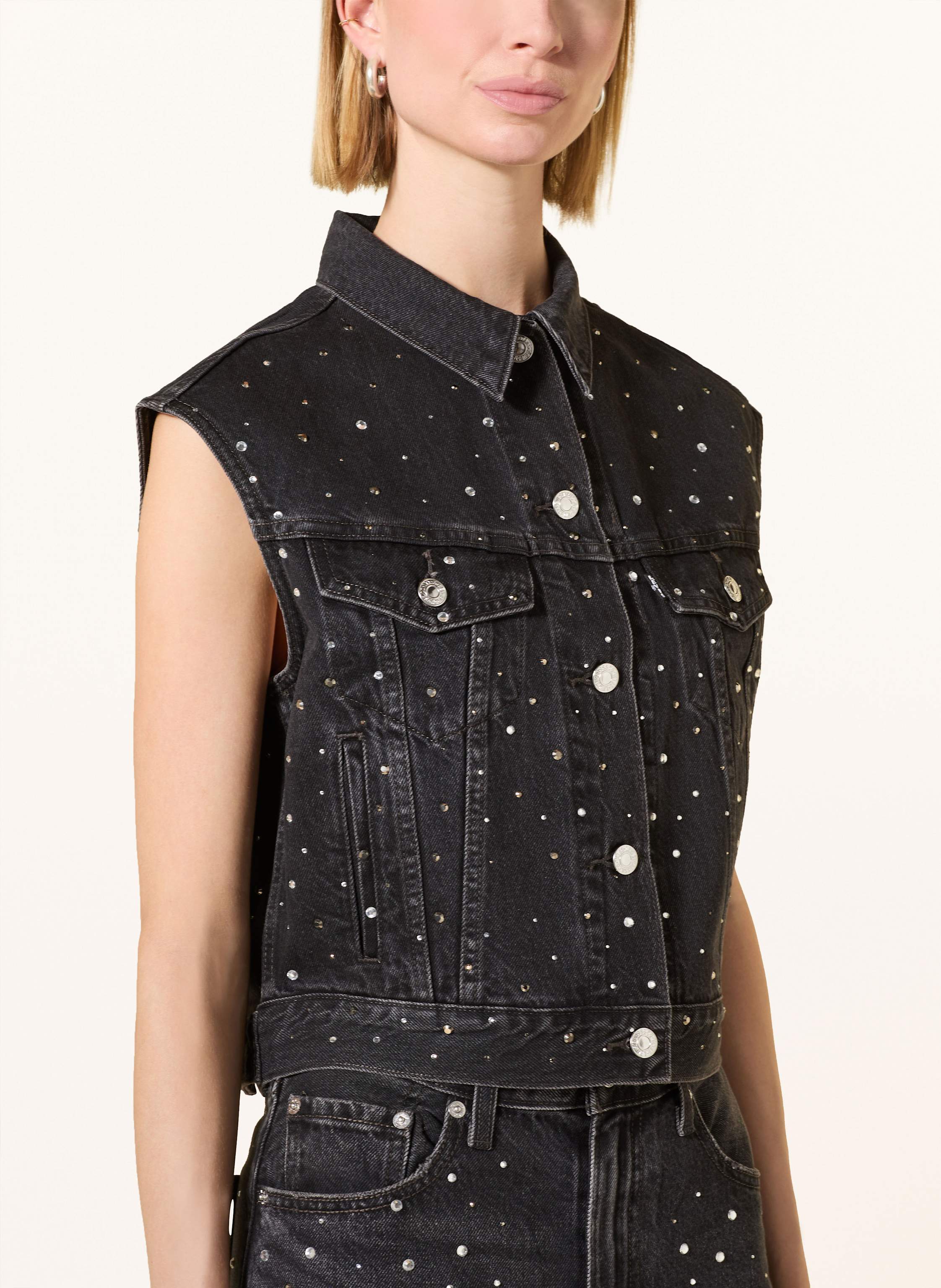 Thumbnail - Levi's® Jeansweste Shrunken Mit Schmucksteinen schwarz