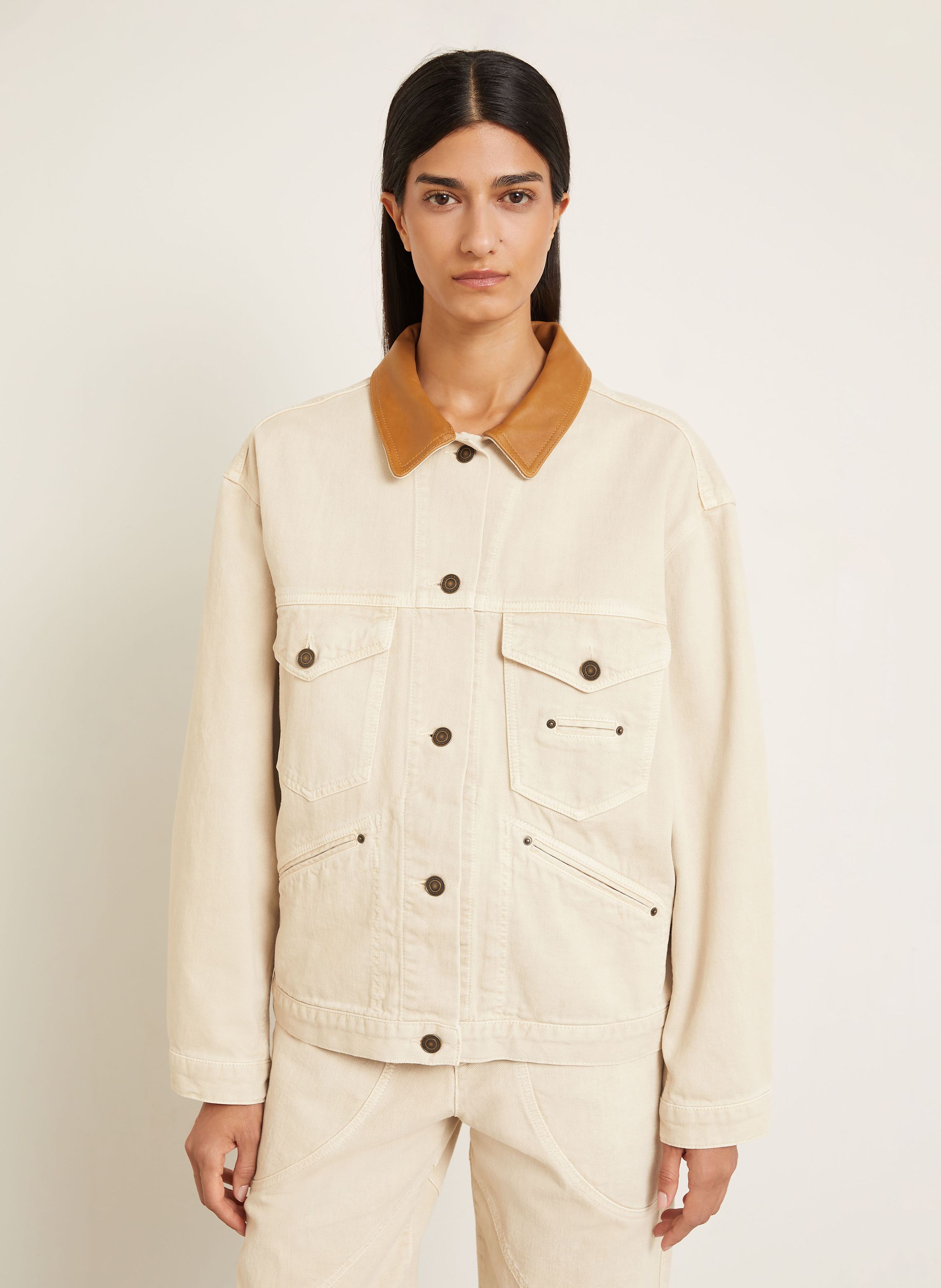 Thumbnail - Isabel Marant Jeansjacke Petunia beige