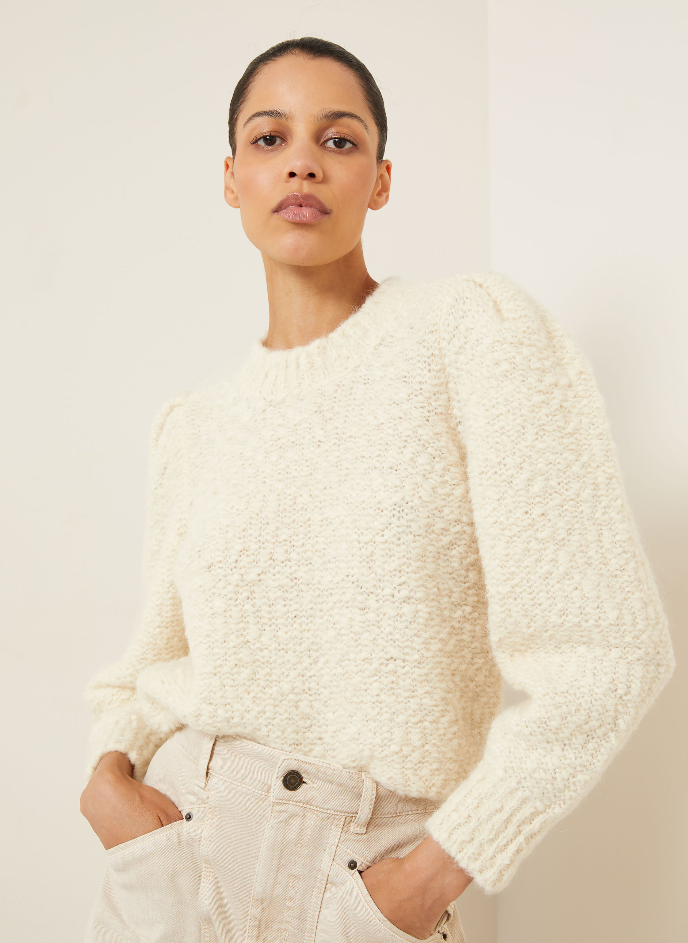 Thumbnail - Isabel Marant Alpaka-Pullover Emma beige