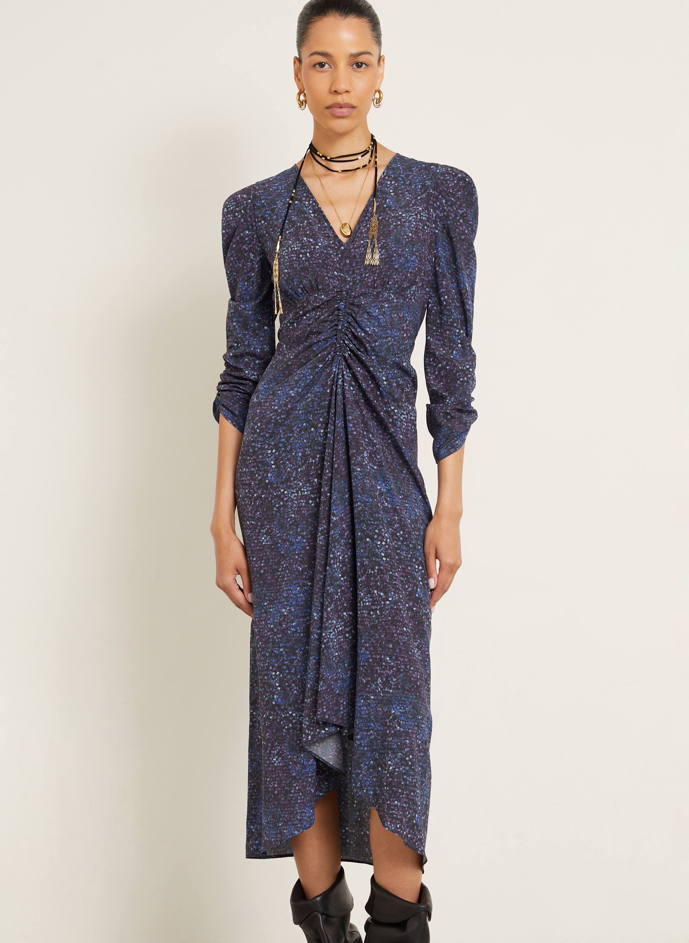 Thumbnail - Isabel Marant Cocktailkleid Albini Aus Seide Mit 3/4-Arm blau