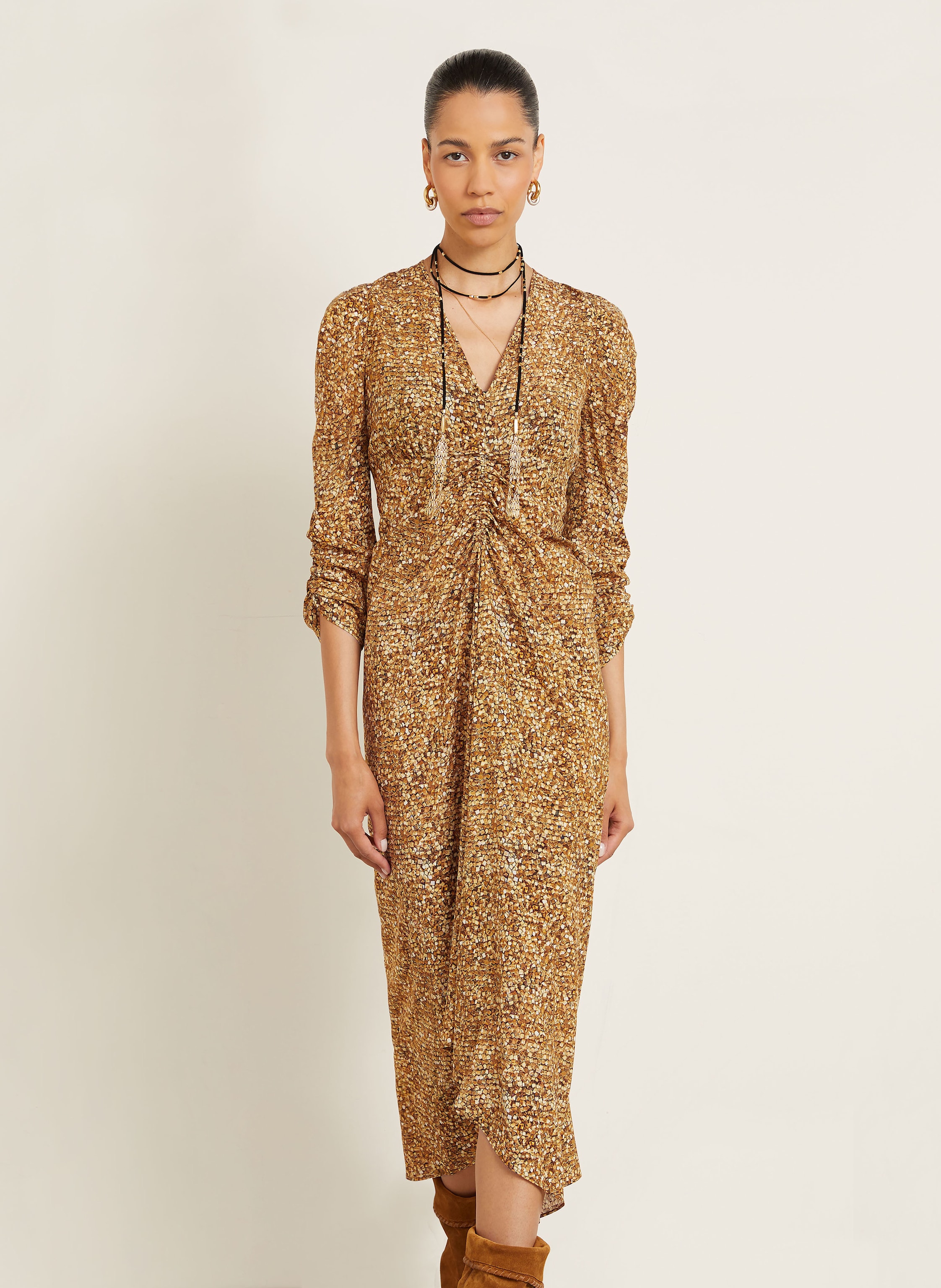 Thumbnail - Isabel Marant Cocktailkleid Albini Aus Seide Mit 3/4-Arm gelb