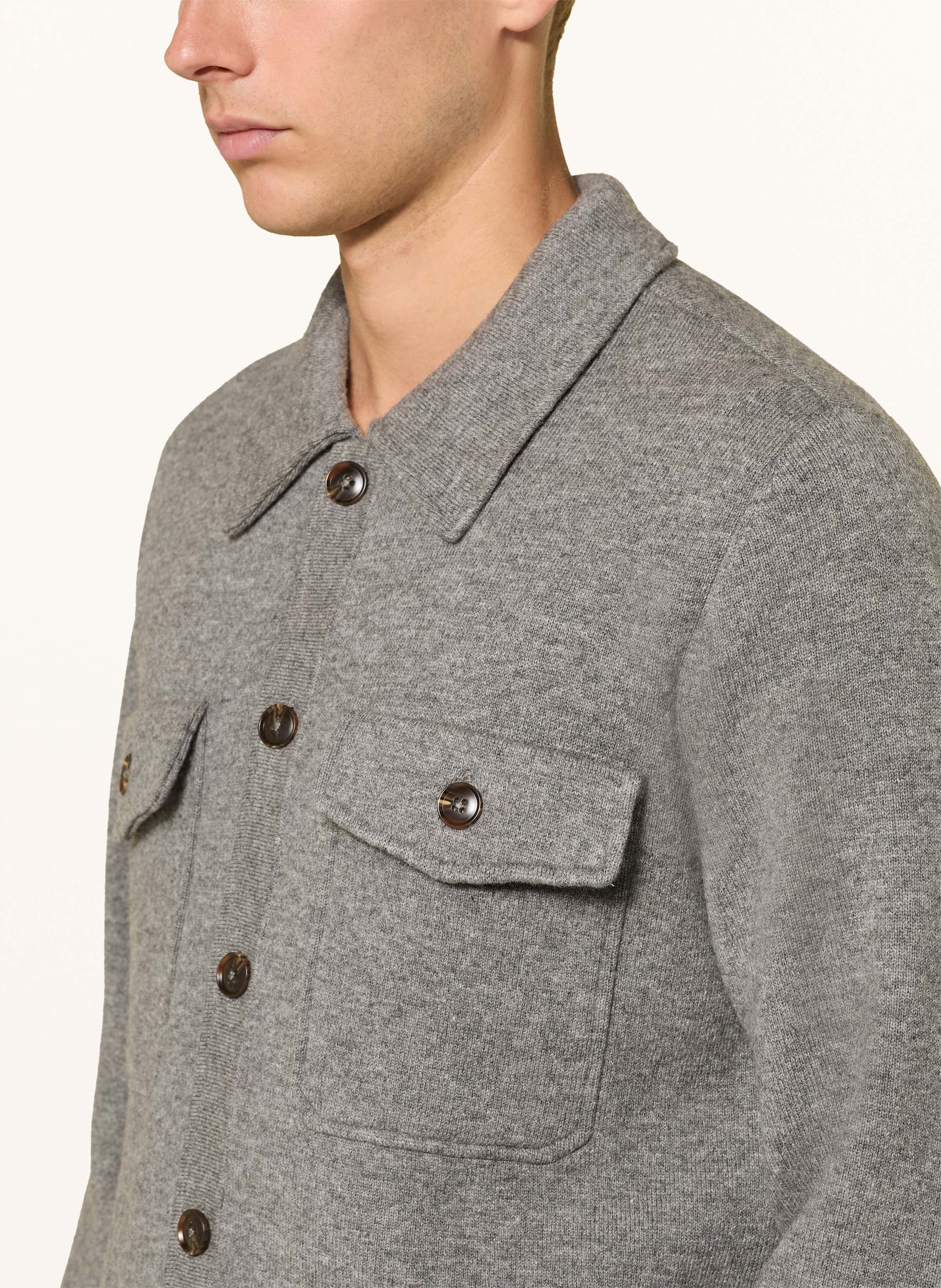 Thumbnail - Strokesman's Strickjacke Aus Merinowolle grau