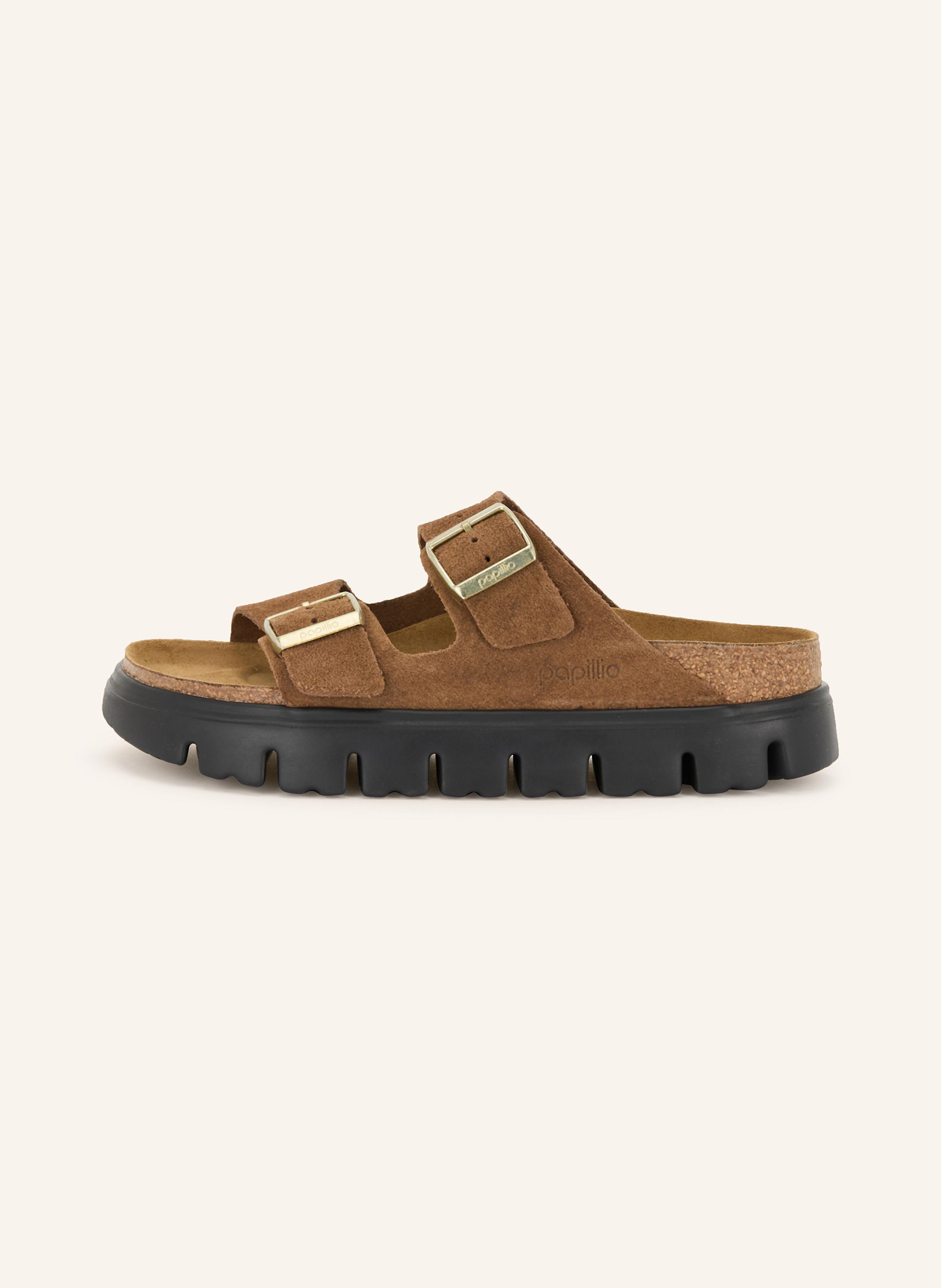 Thumbnail - Birkenstock Pantoletten Arizona Platform Suede Leather braun
