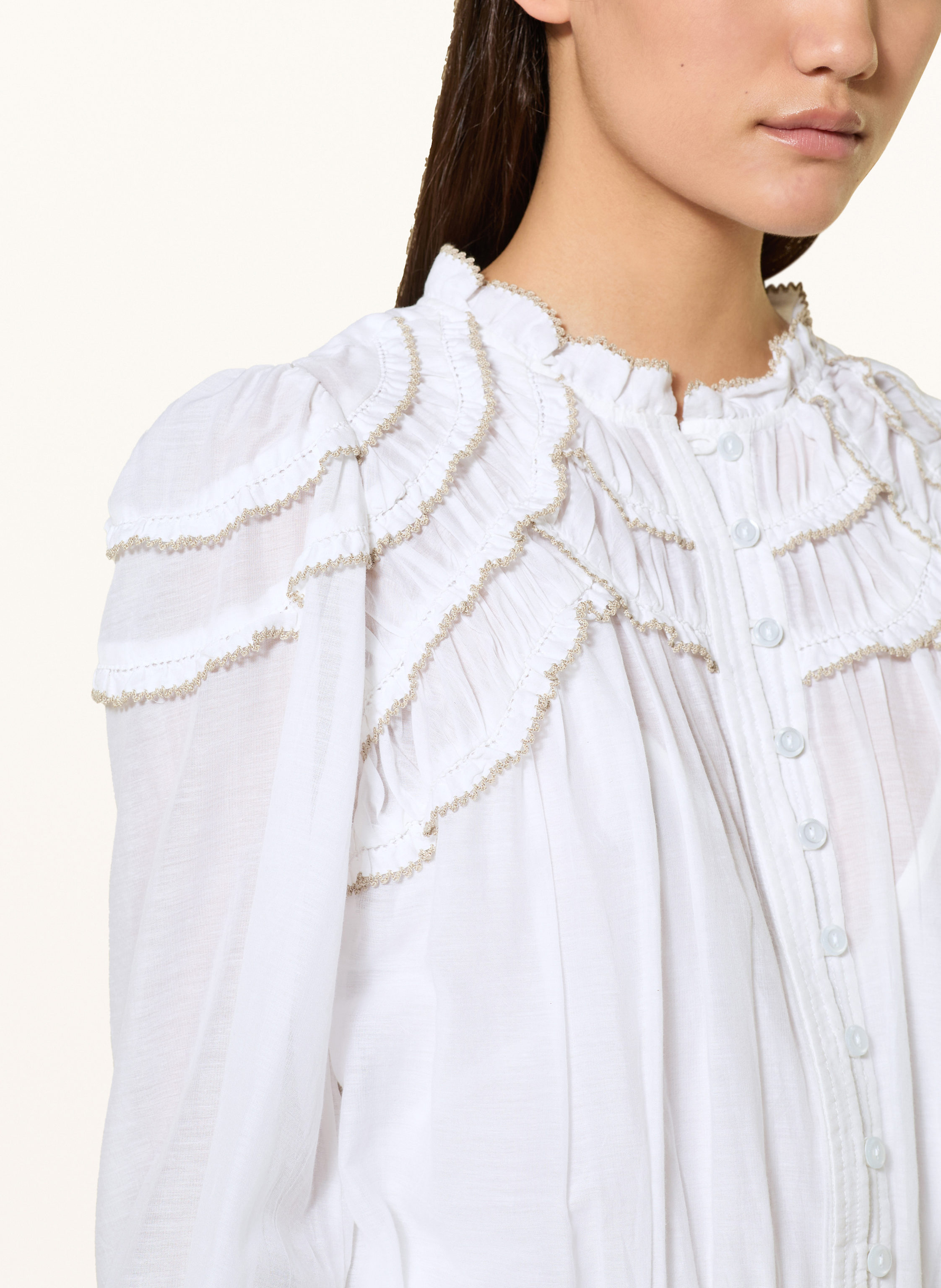 Thumbnail - Marant Étoile Kleid Charissa Mit Rüschen weiss
