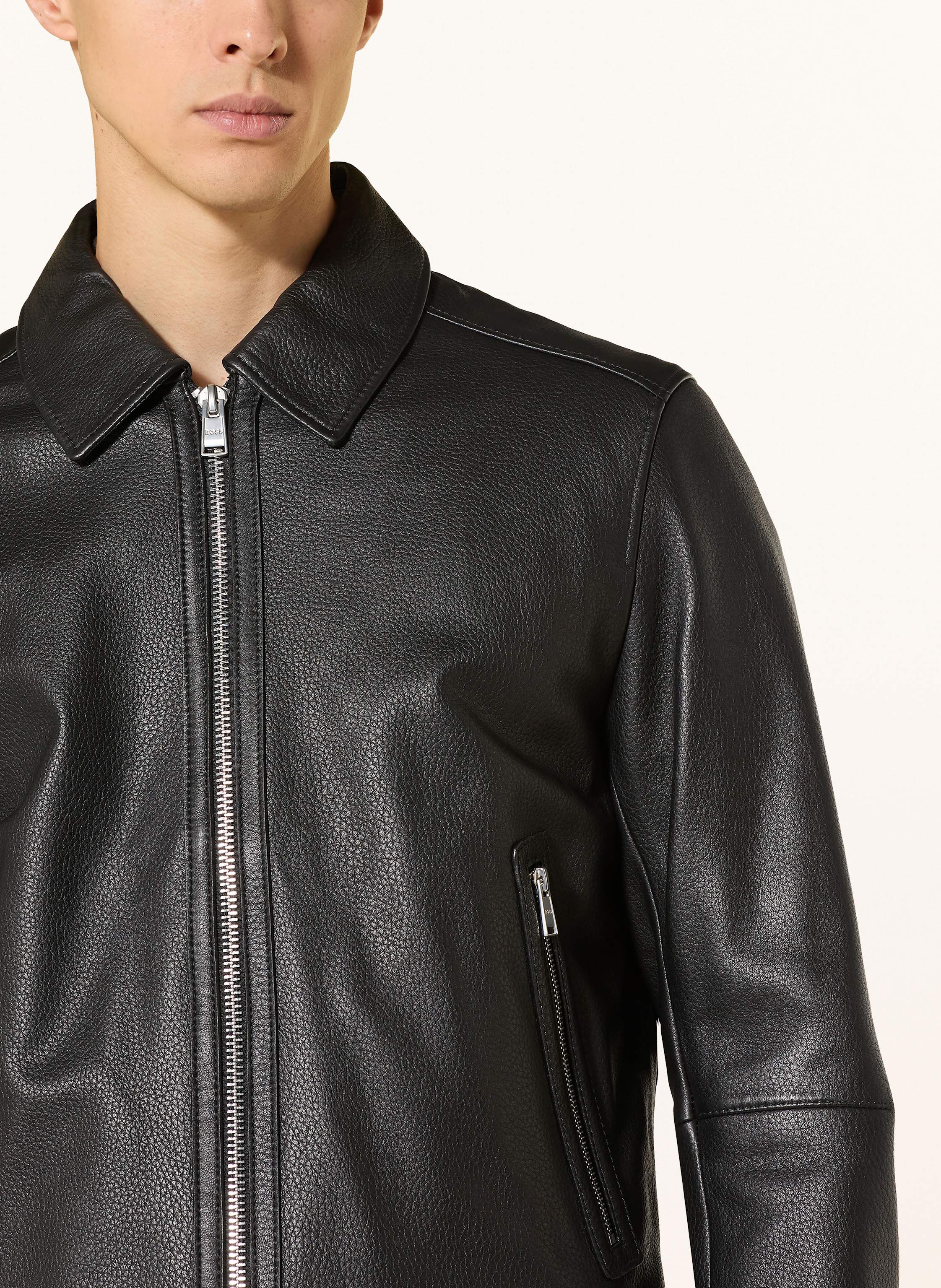 Thumbnail - Boss Lederjacke H-mapson4 Regular Fit schwarz