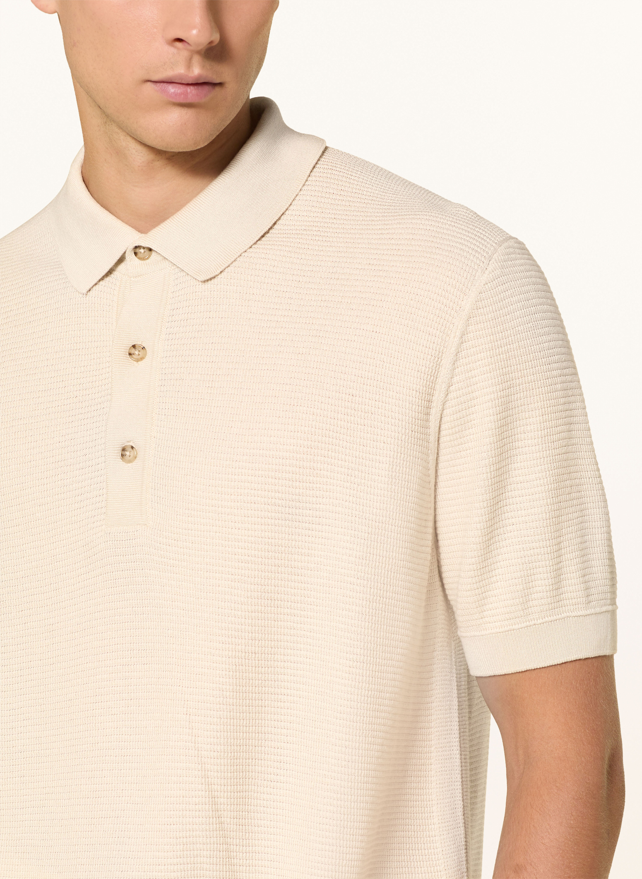 Thumbnail - Boss Strick-Poloshirt Iannotti Regular Fit beige