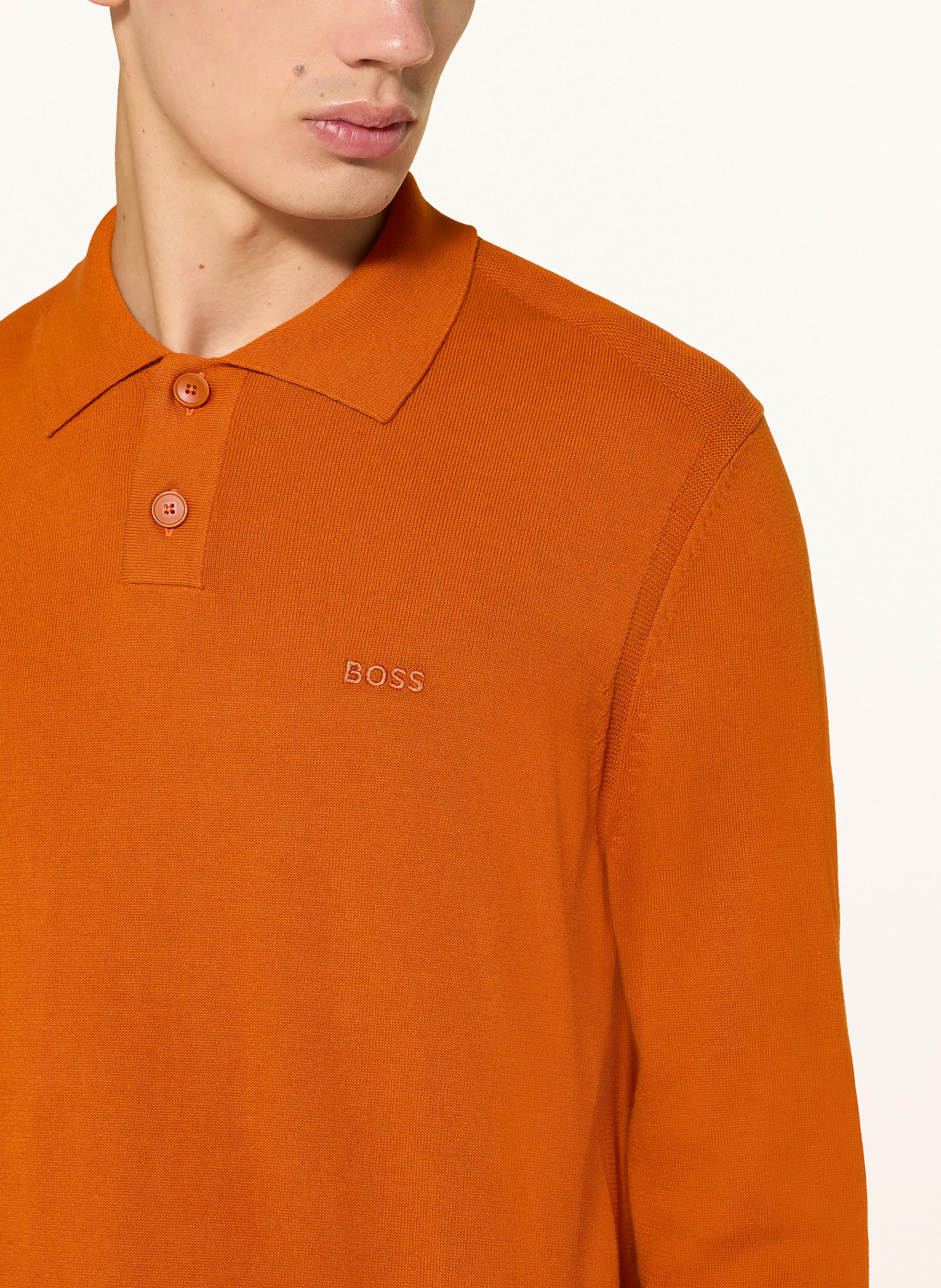 Thumbnail - Boss Strick-Poloshirt Asac orange