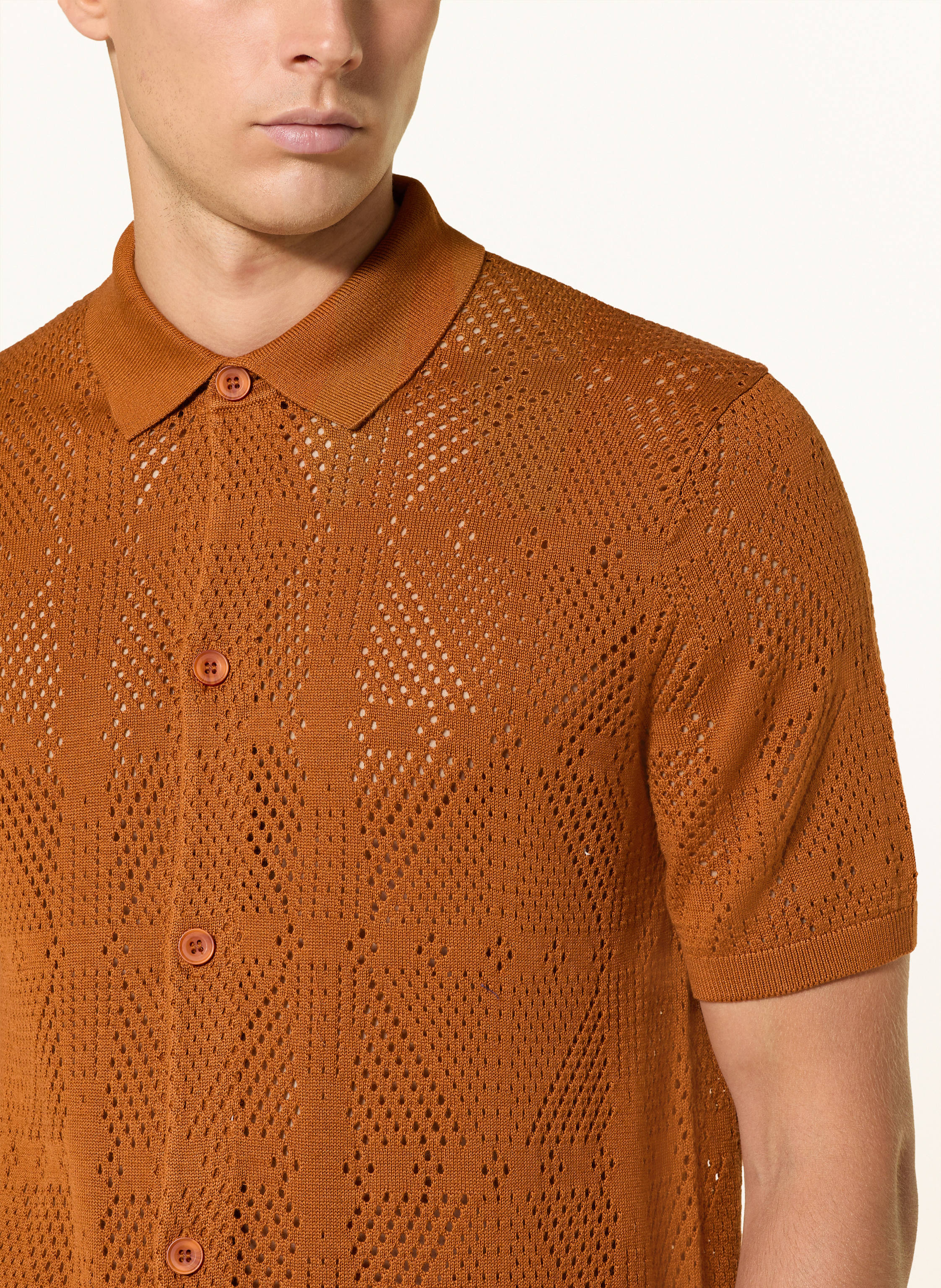 Thumbnail - Strellson Strickhemd Adrian Slim Fit braun