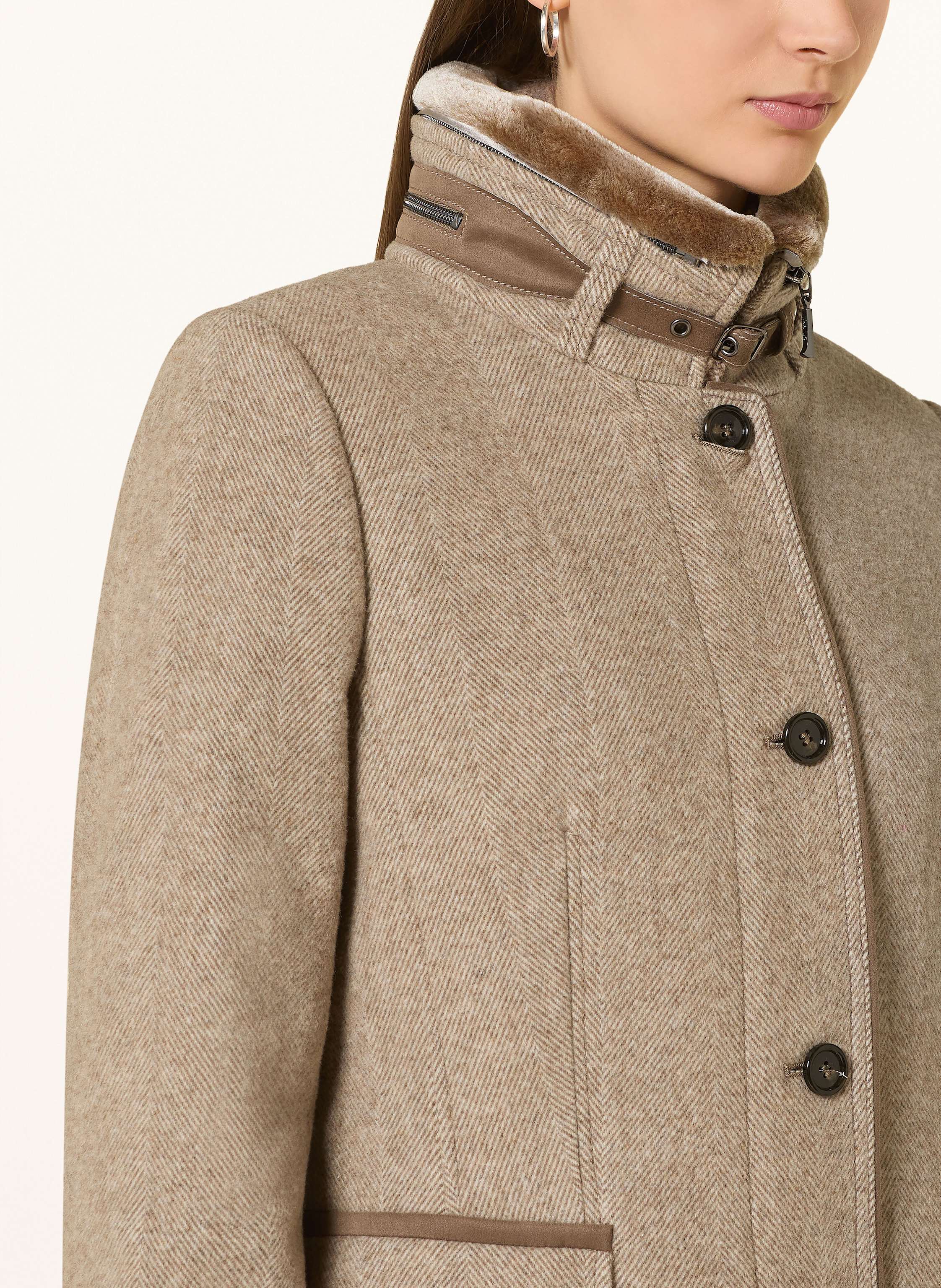 Thumbnail - Gil Bret Wollmantel Mit Abnehmbarem Kunstfell beige