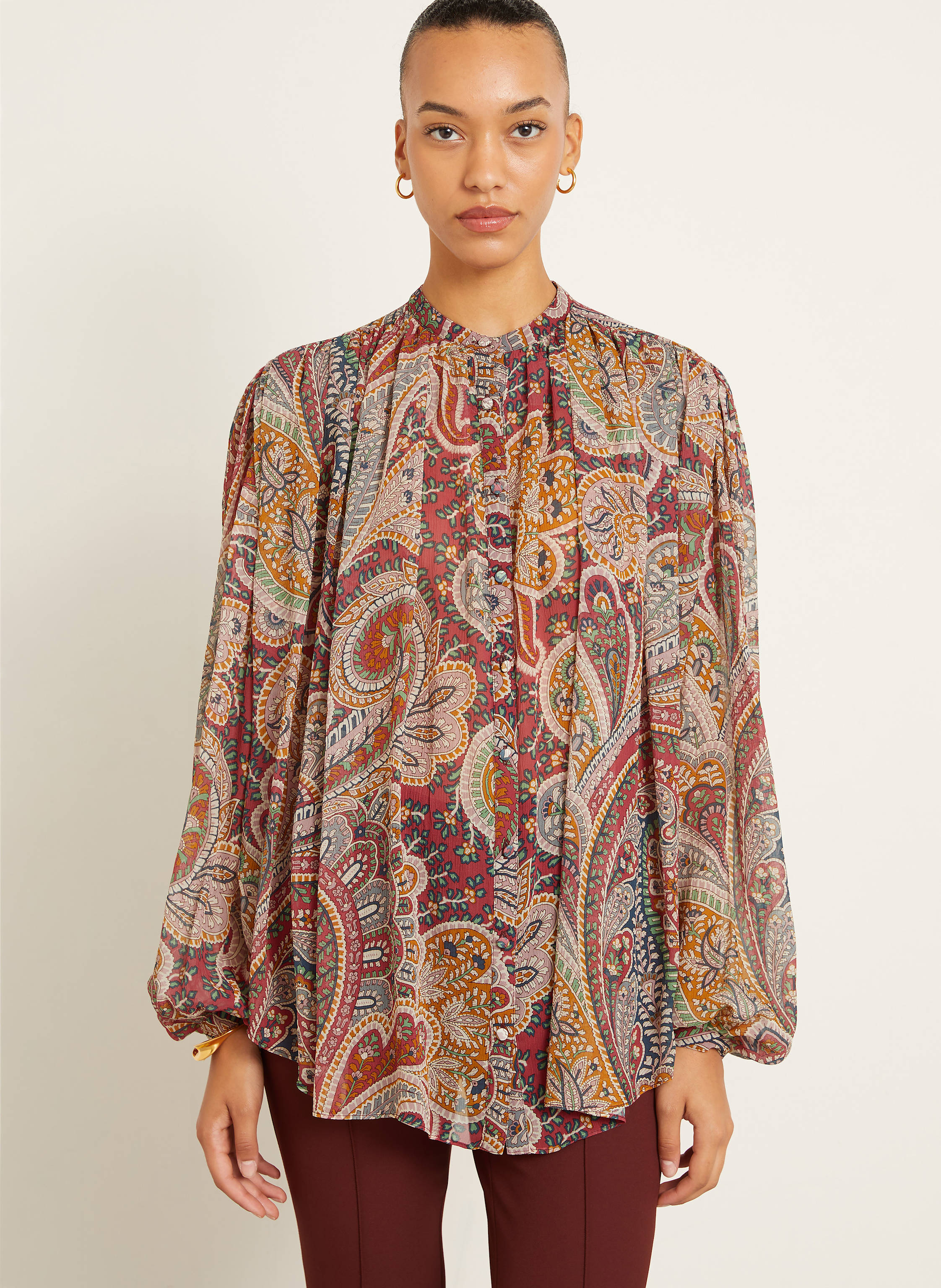 Thumbnail - Etro Seidenbluse Mit Plissees rot