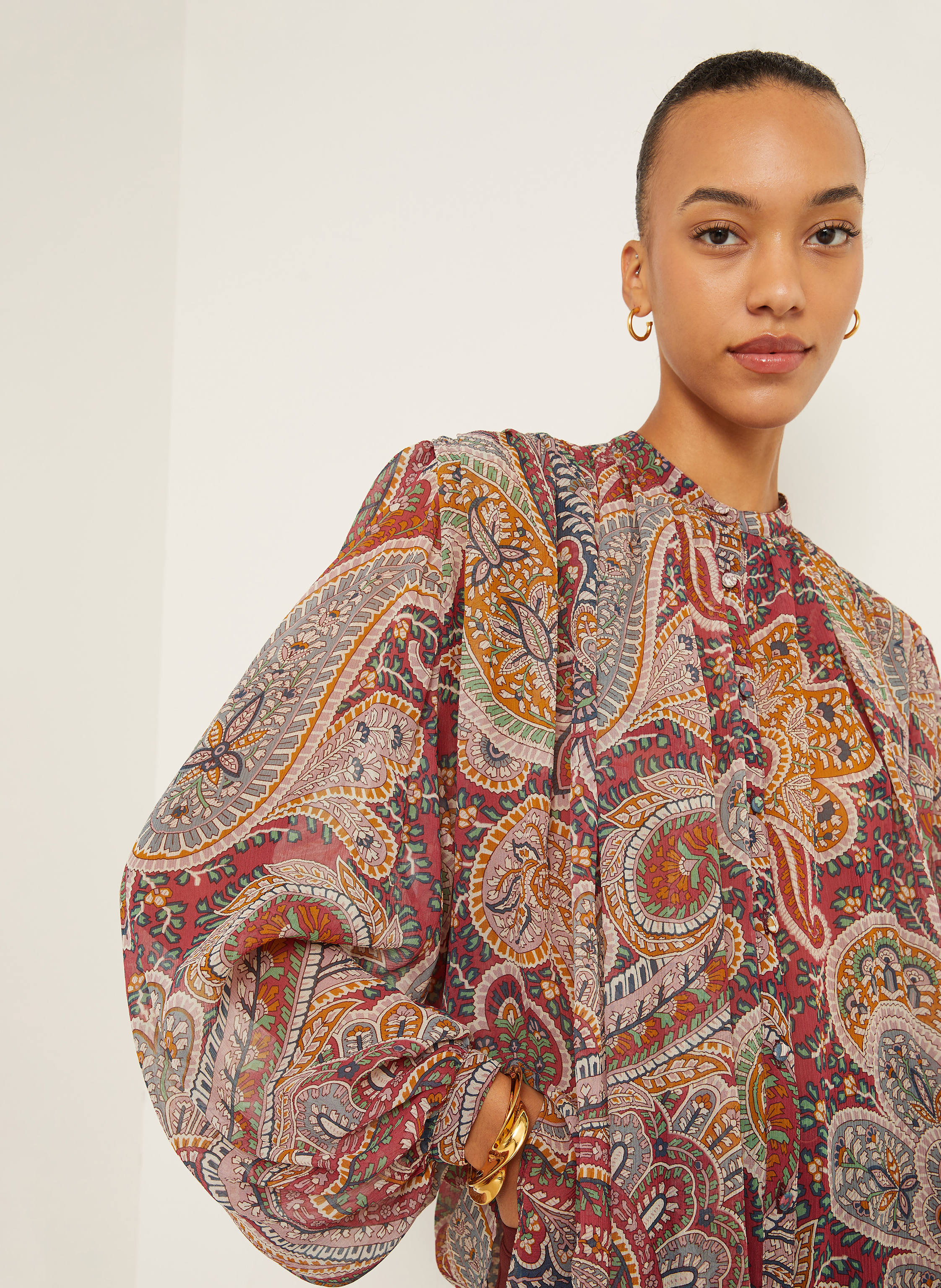 Thumbnail - Etro Seidenbluse Mit Plissees rot