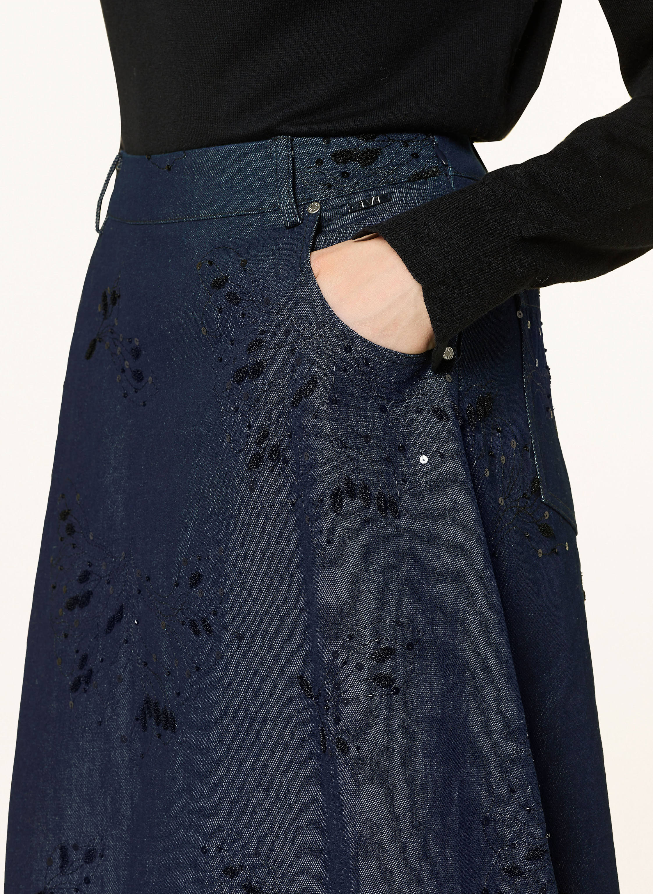 Thumbnail - Ivi Collection Jeansrock Mit Pailletten blau