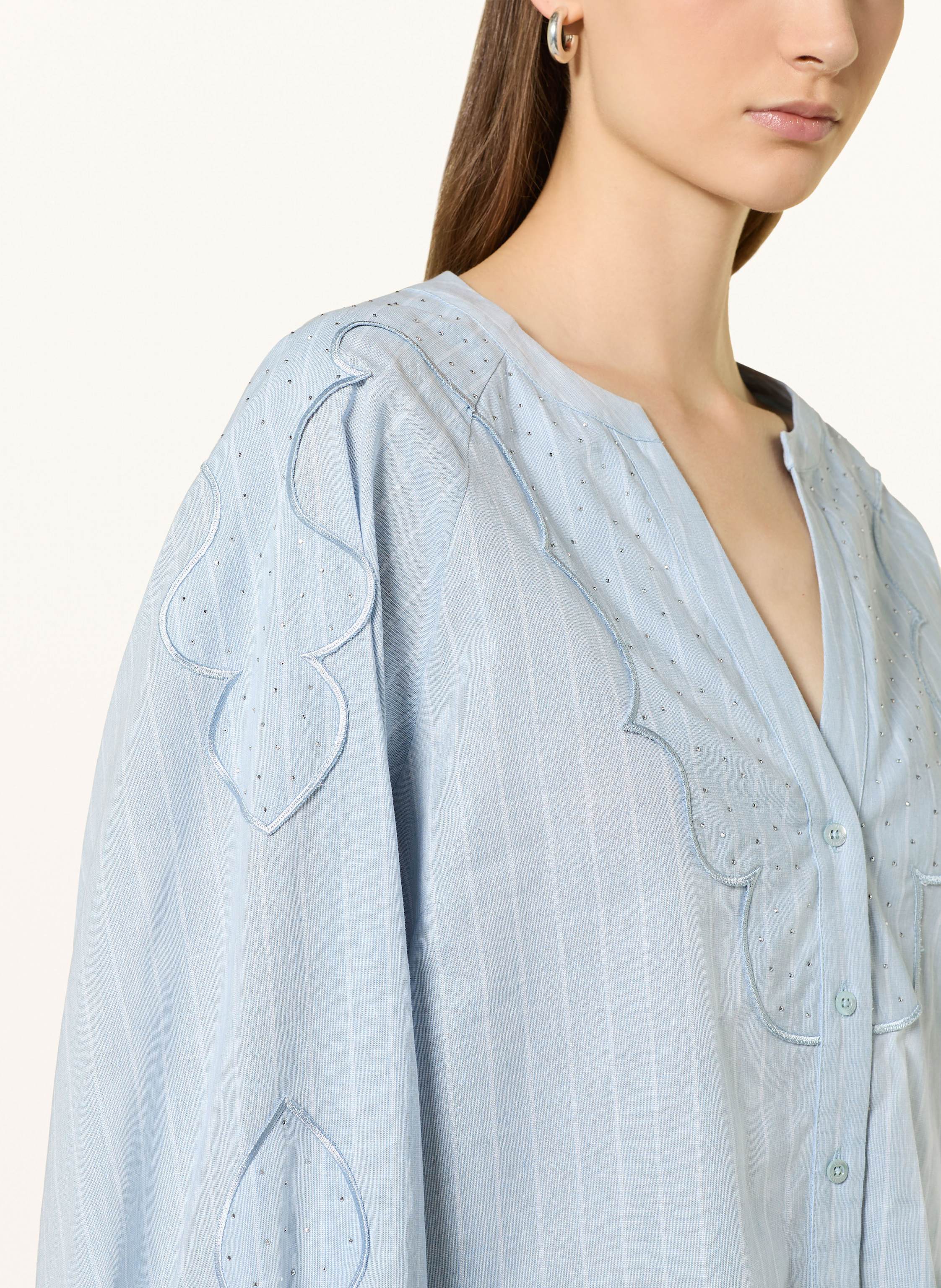 Thumbnail - Ivi Collection Bluse Mit Schmucksteinen blau