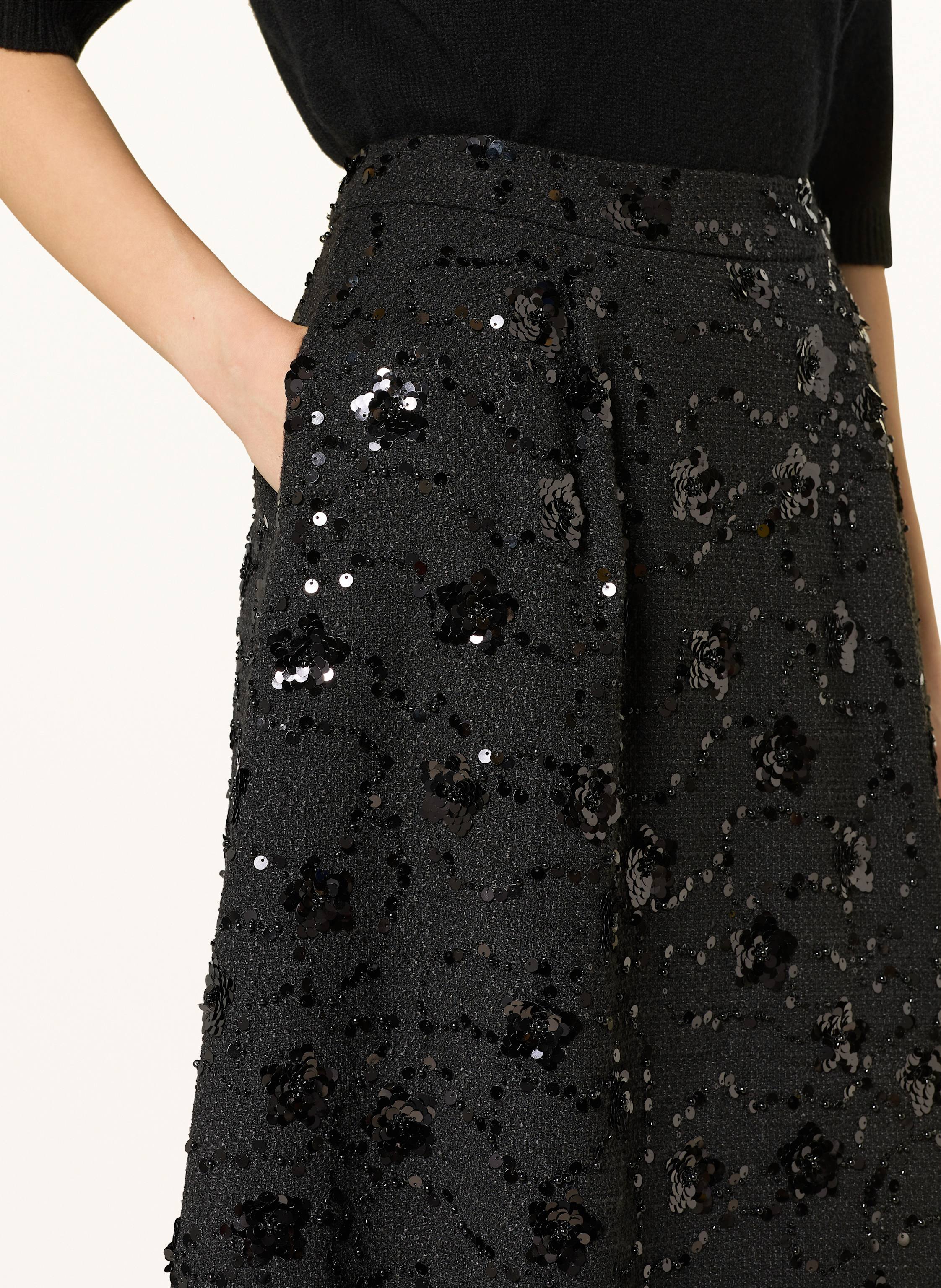 Thumbnail - Ivi Collection Tweed-Rock Mit Pailletten schwarz