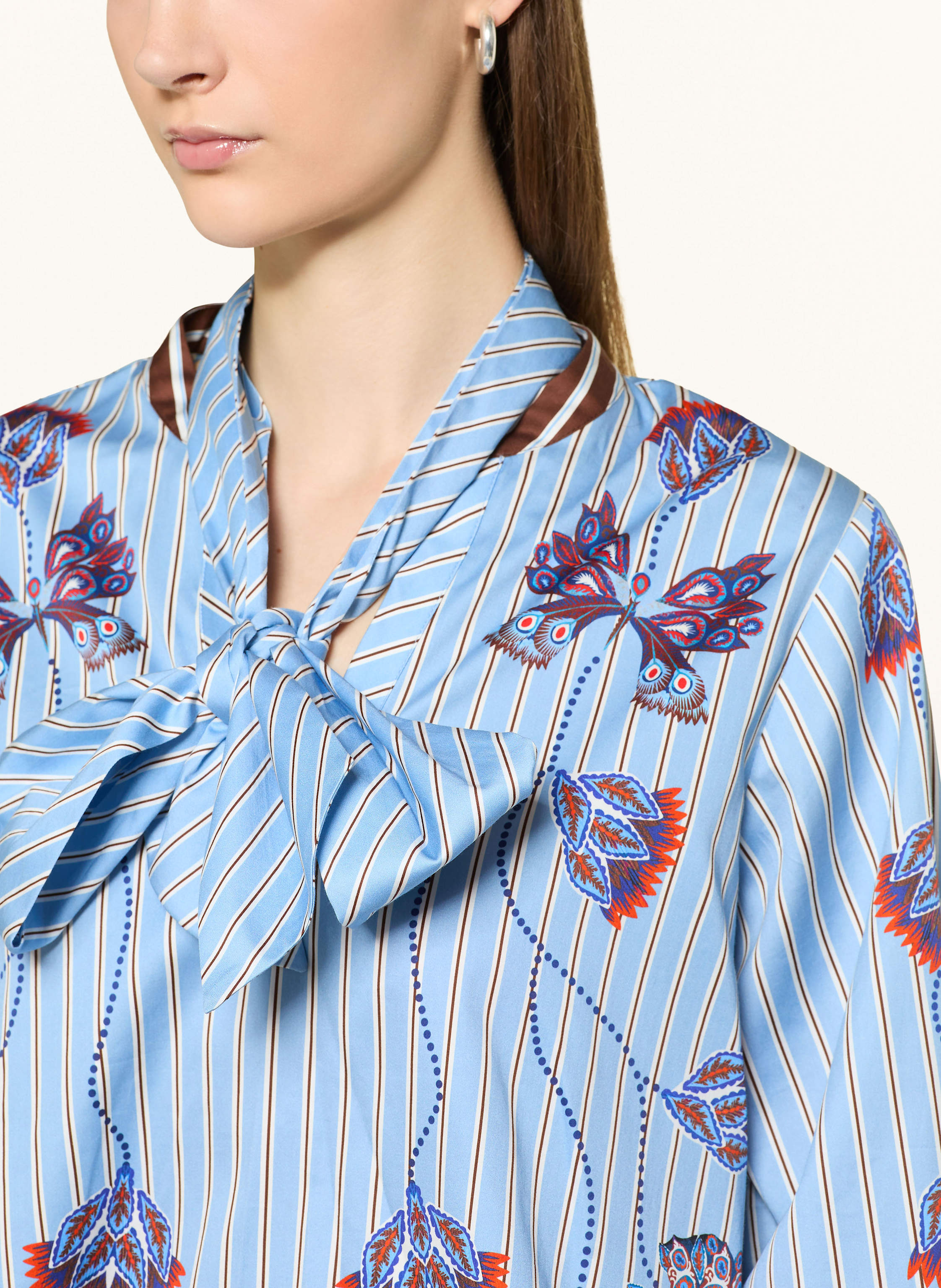 Thumbnail - Ivi Collection Blusenshirt Mit Abnehmbarer Schluppe blau