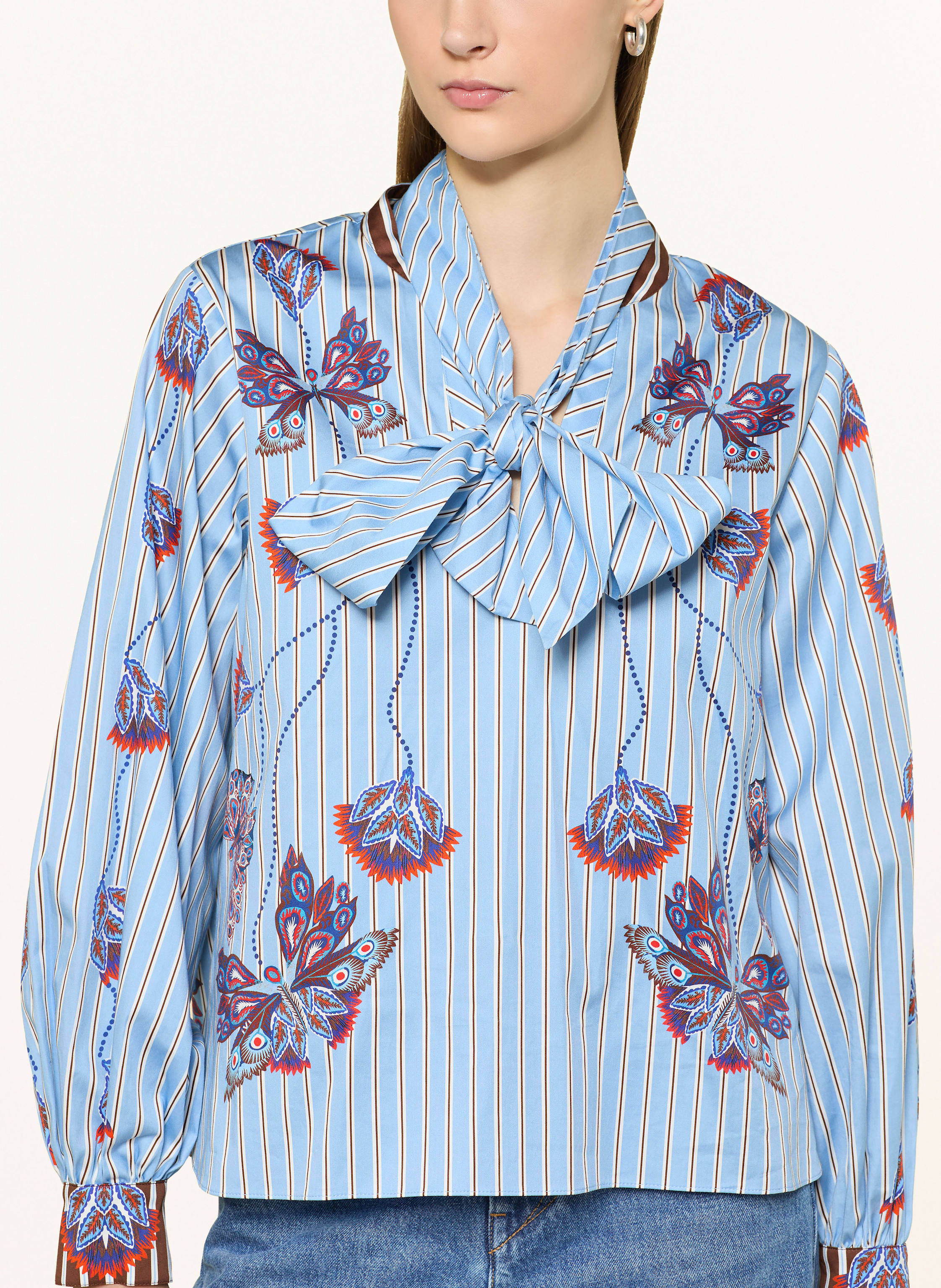 Thumbnail - Ivi Collection Blusenshirt Mit Abnehmbarer Schluppe blau