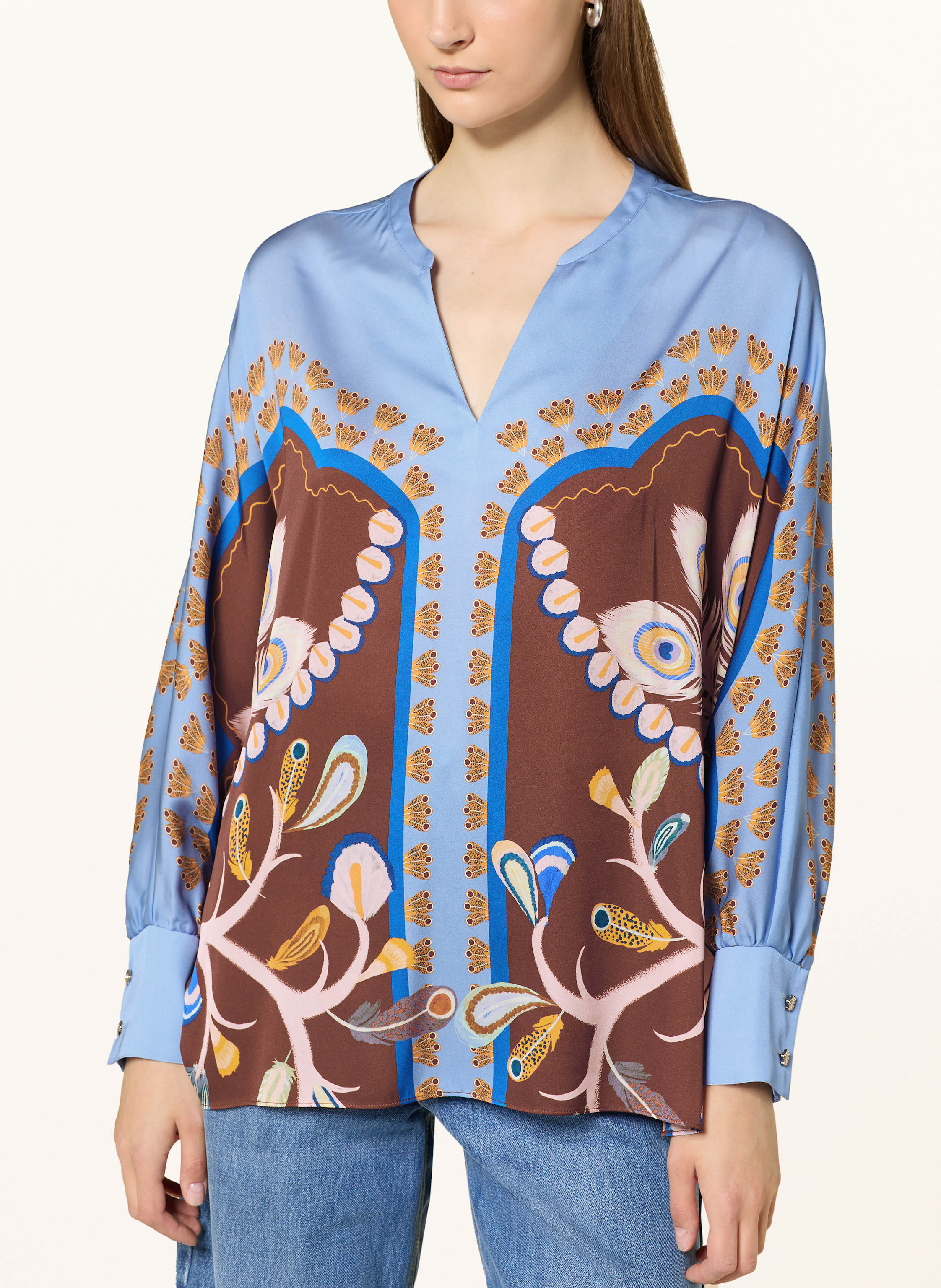 Thumbnail - Ivi Collection Blusenshirt Aus Seide blau