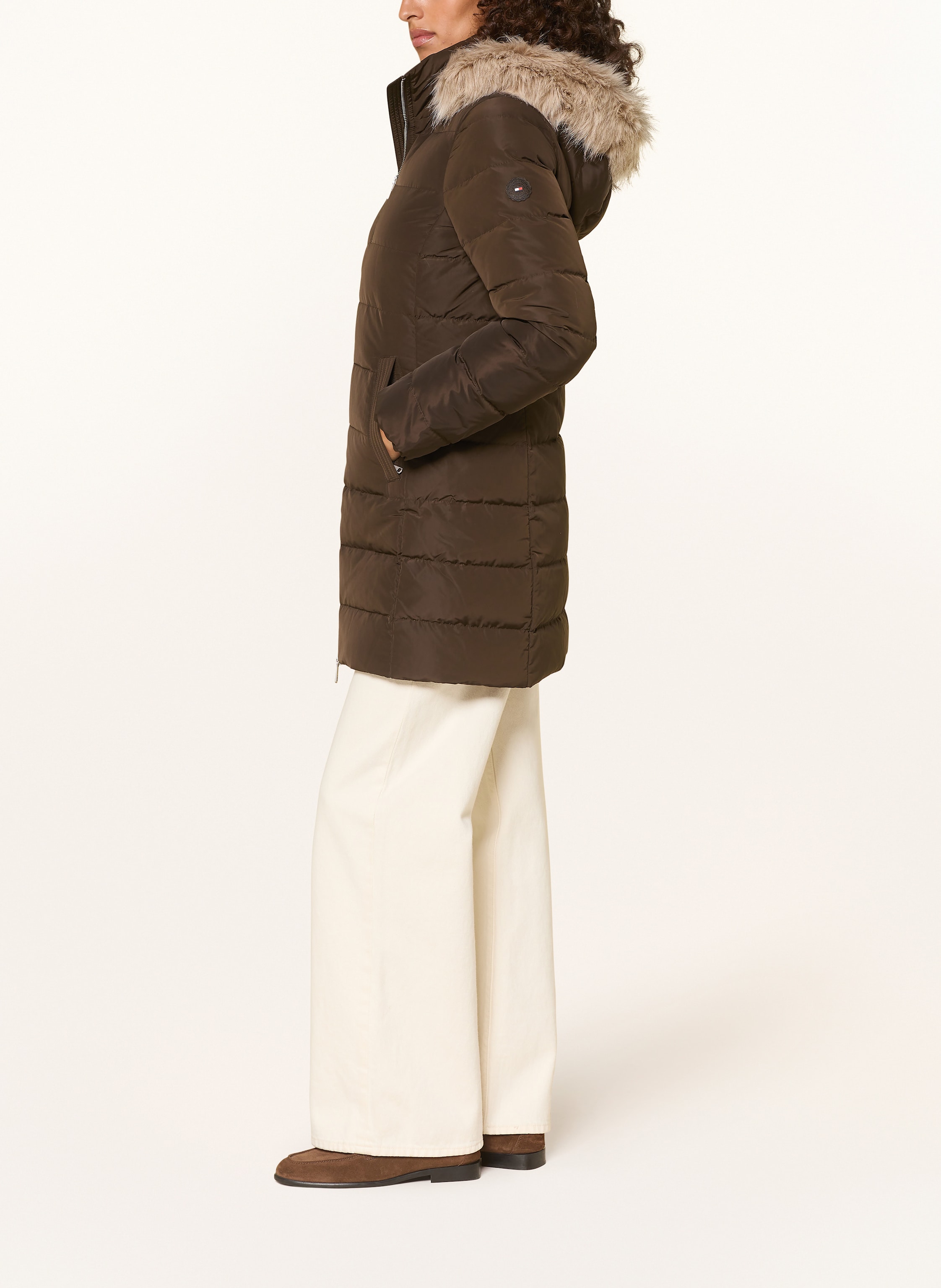 Thumbnail - Tommy Hilfiger Daunenmantel Mit Abnehmbarem Kunstpelz braun