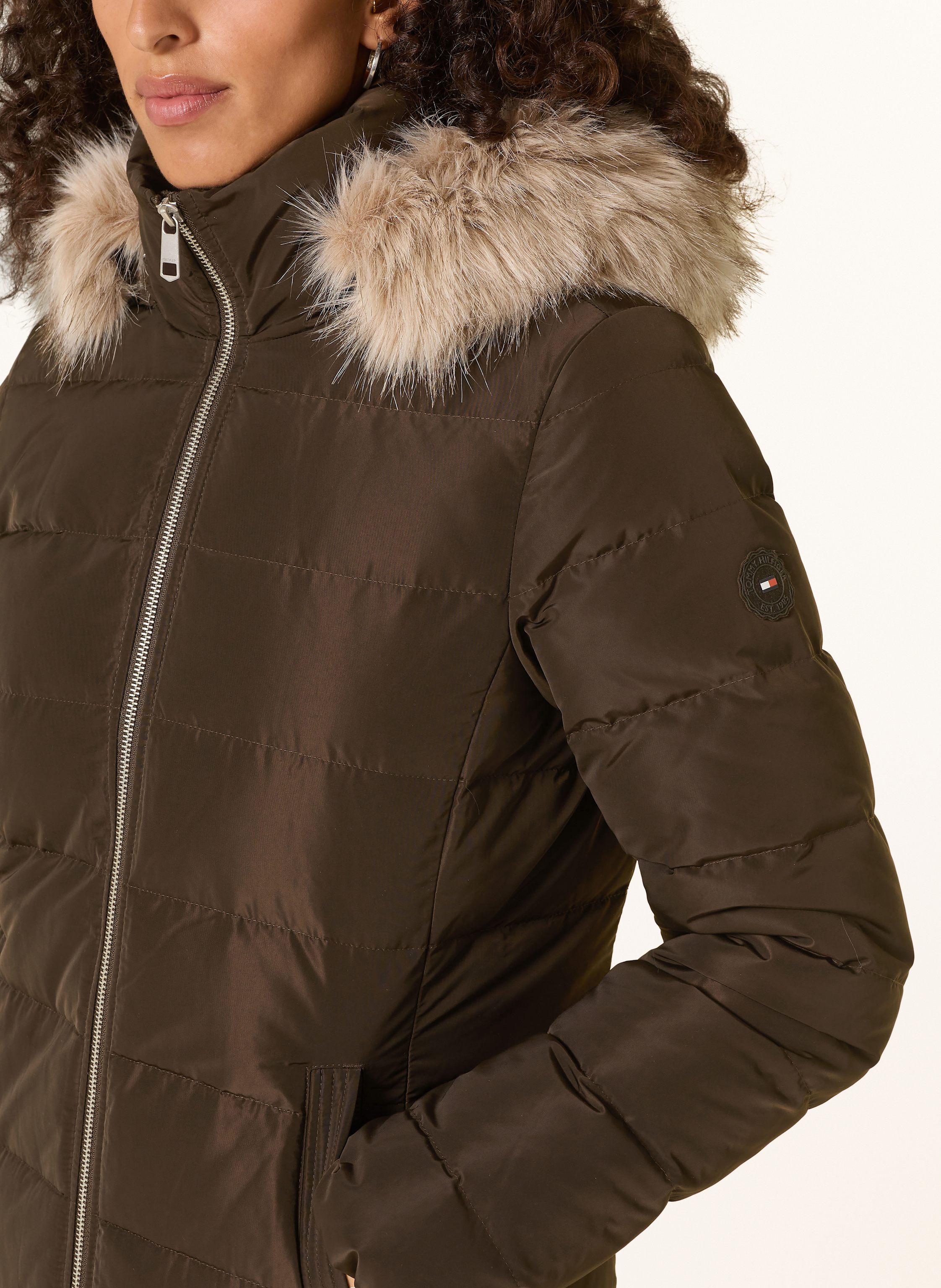 Thumbnail - Tommy Hilfiger Daunenmantel Mit Abnehmbarem Kunstpelz braun