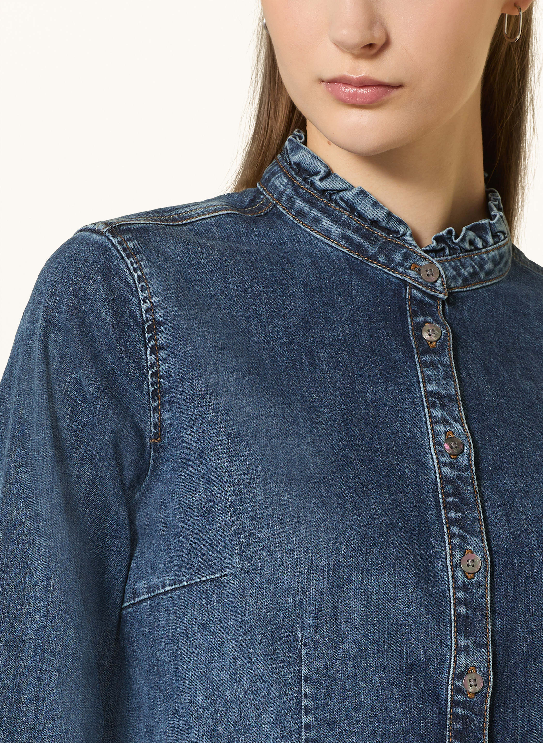 Thumbnail - Cartoon Jeansbluse Mit Rüschen blau