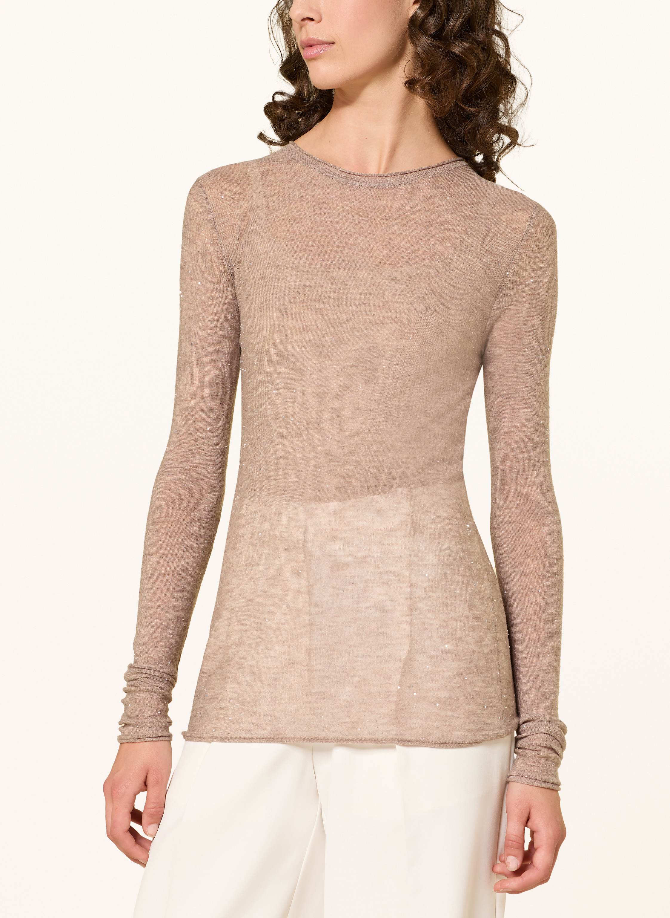 Thumbnail - Pinko Pullover Mit Pailletten beige