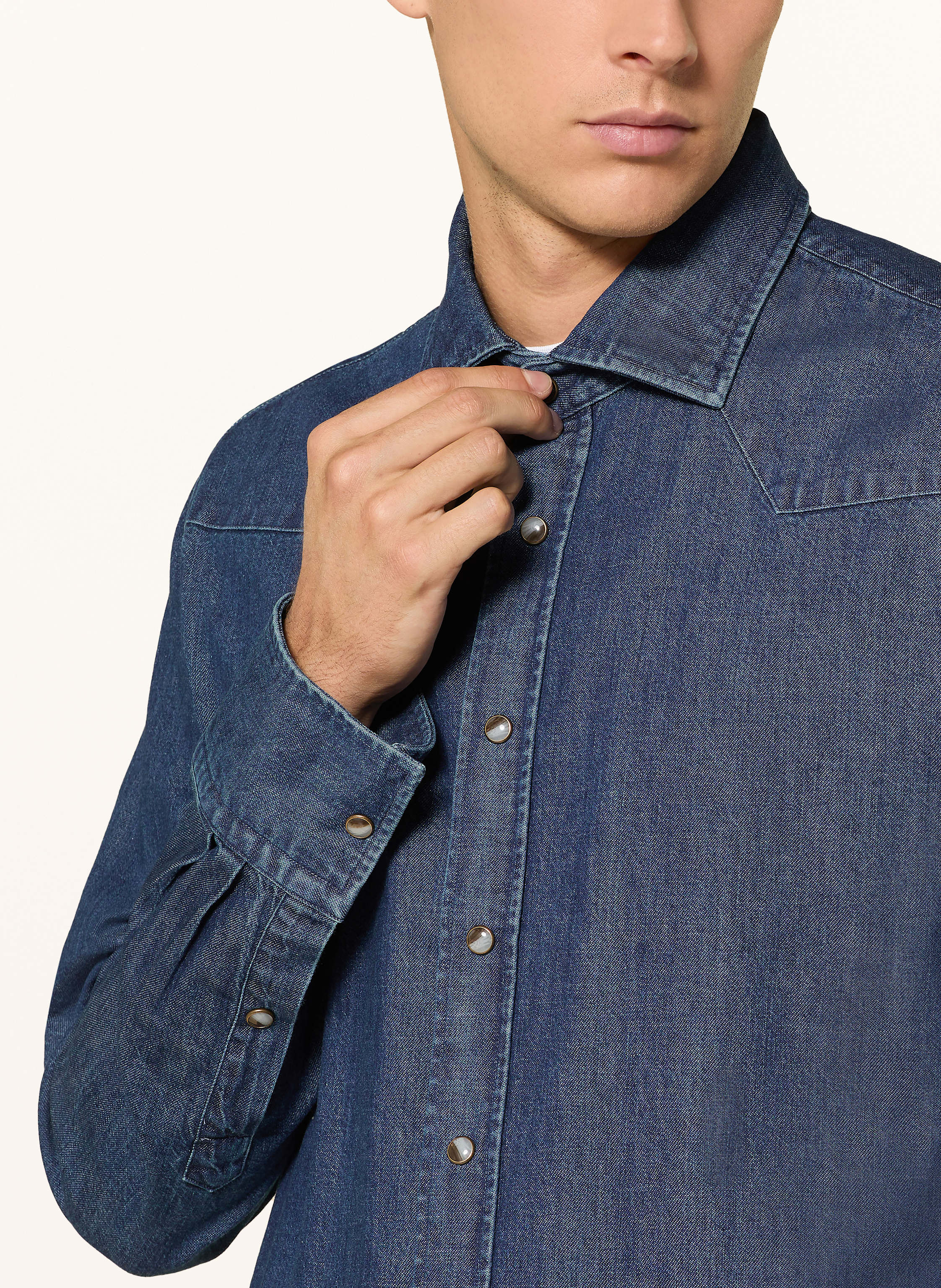 Thumbnail - Profuomo Jeanshemd Relaxed Fit blau