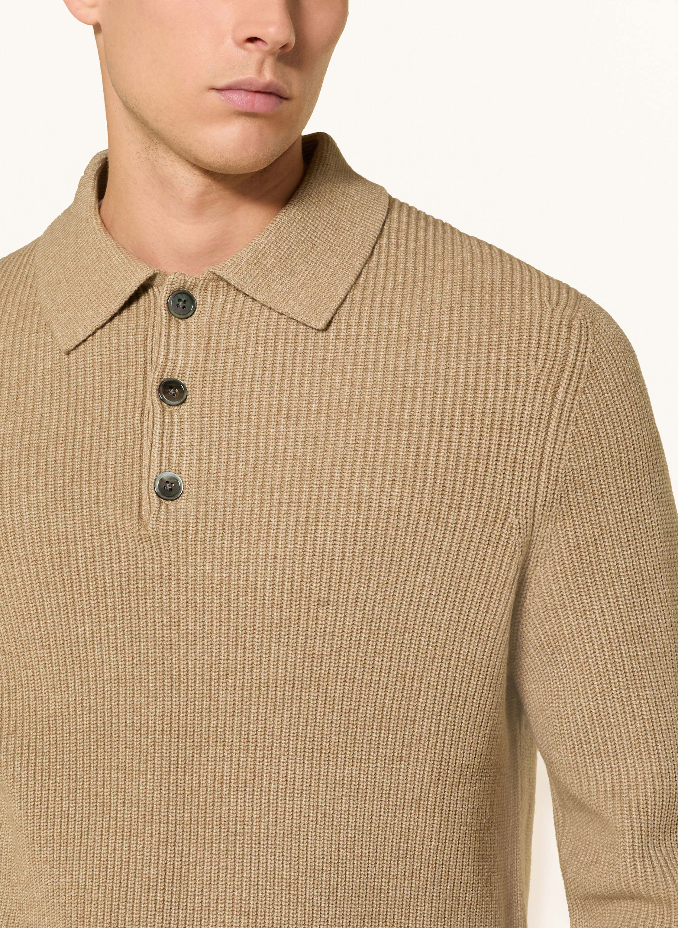 Thumbnail - Profuomo Strick-Poloshirt beige