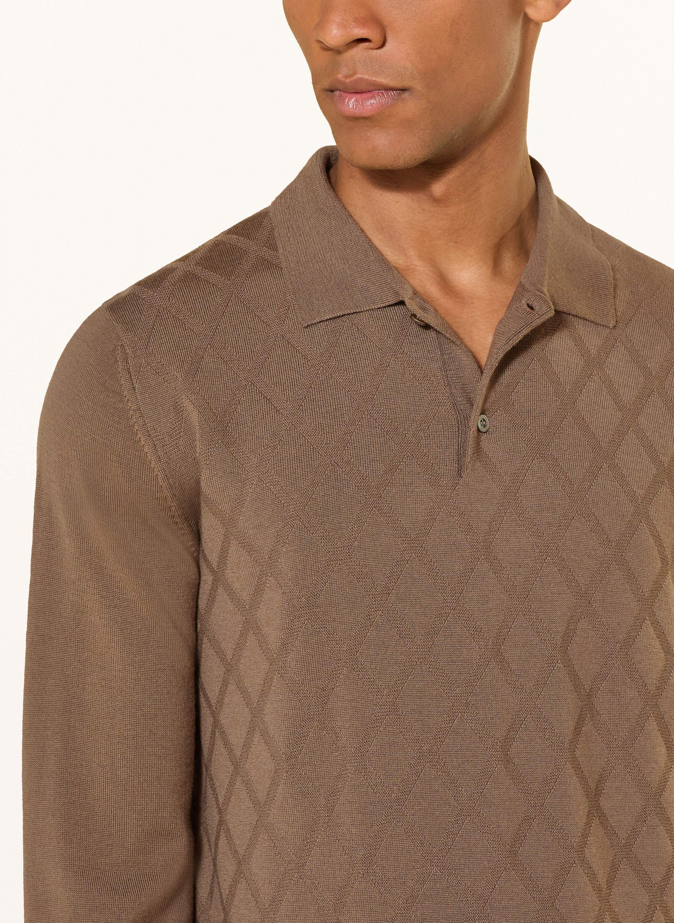 Thumbnail - Canali Strick-Poloshirt Aus Merinowolle beige