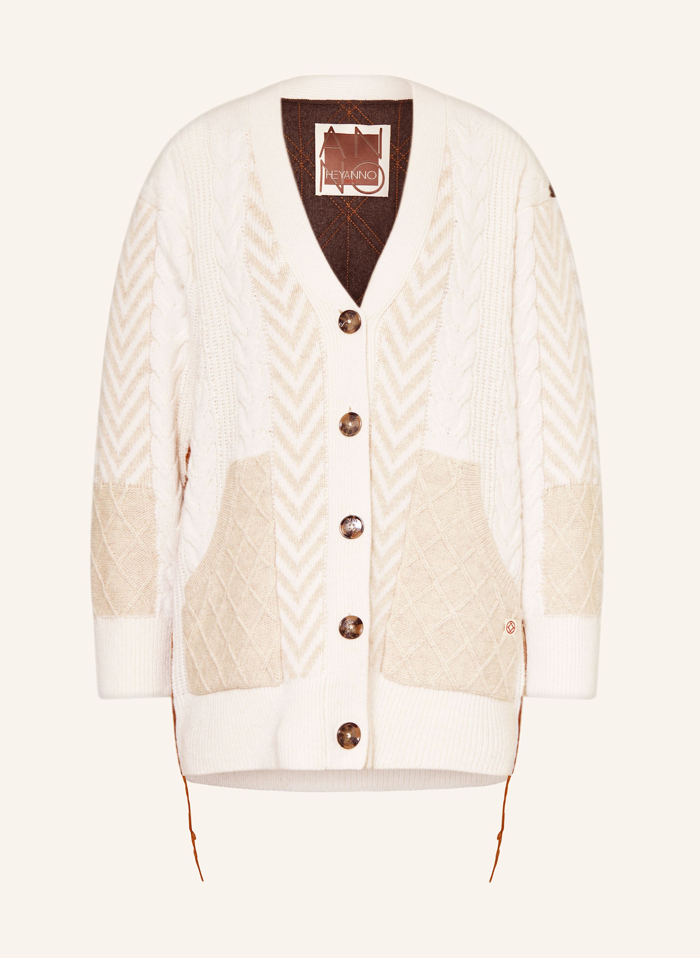 HEYANNO Strickjacke MMHGRAND im Materialmix in ecru/ dunkelgrau