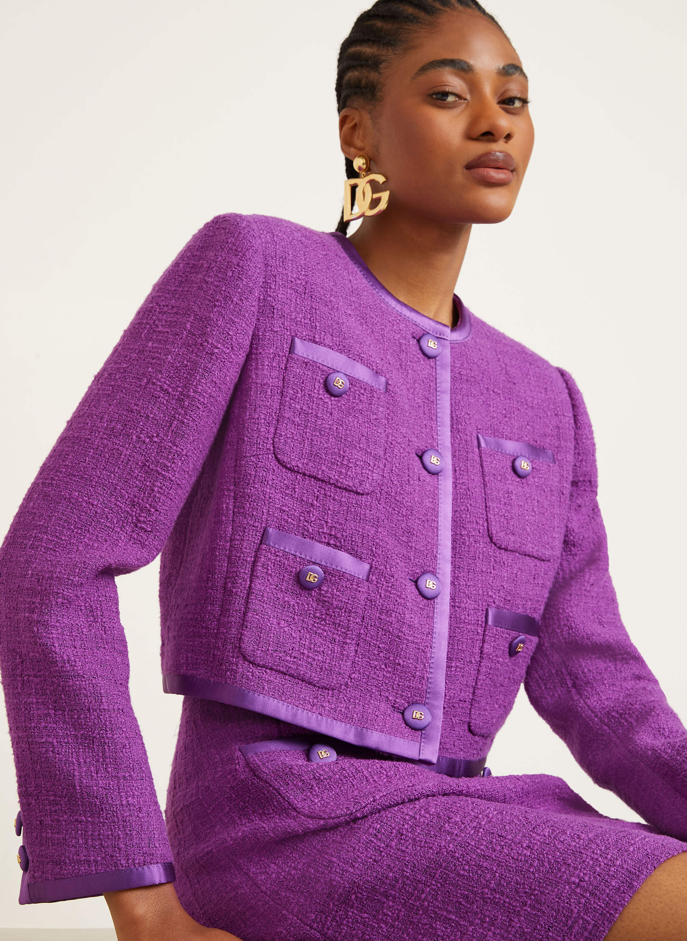 Thumbnail - Dolce & Gabbana Kastenjacke Aus Bouclé lila