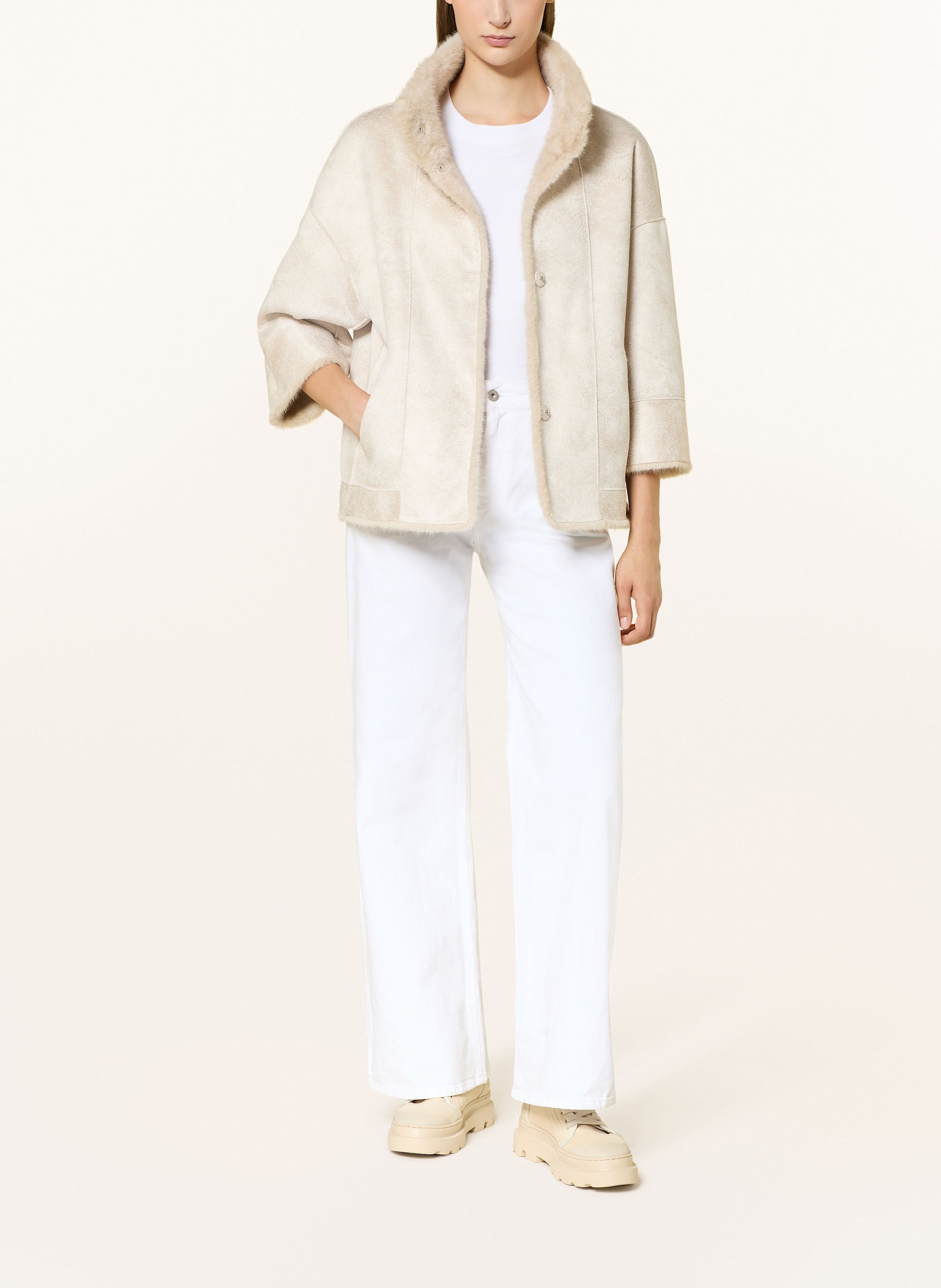 Thumbnail - Juvia Kunstpelz-Jacke Fedora beige