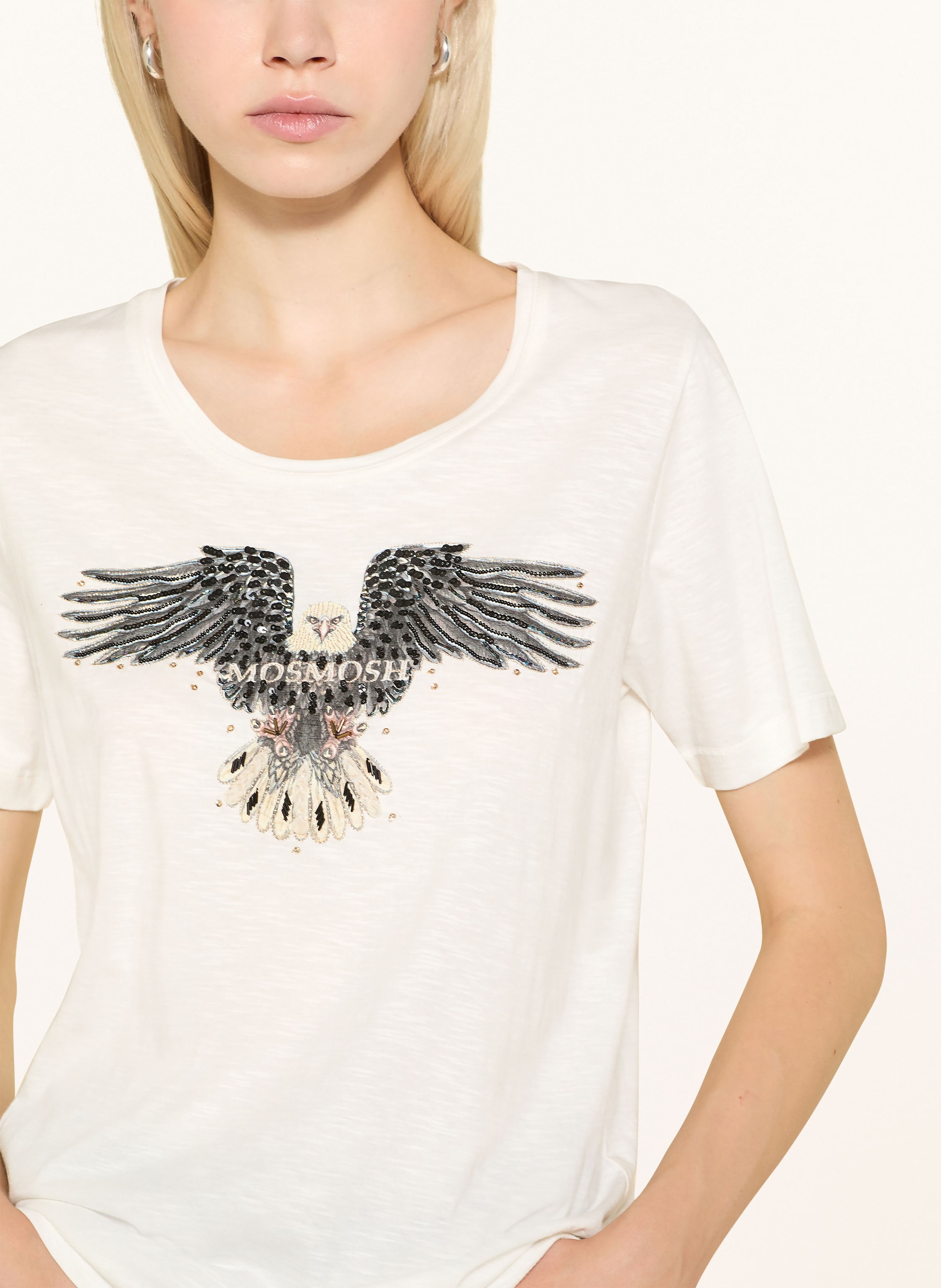 Thumbnail - Mos Mosh T-Shirt Kylah Mit Schmucksteinen Und Pailletten weiss