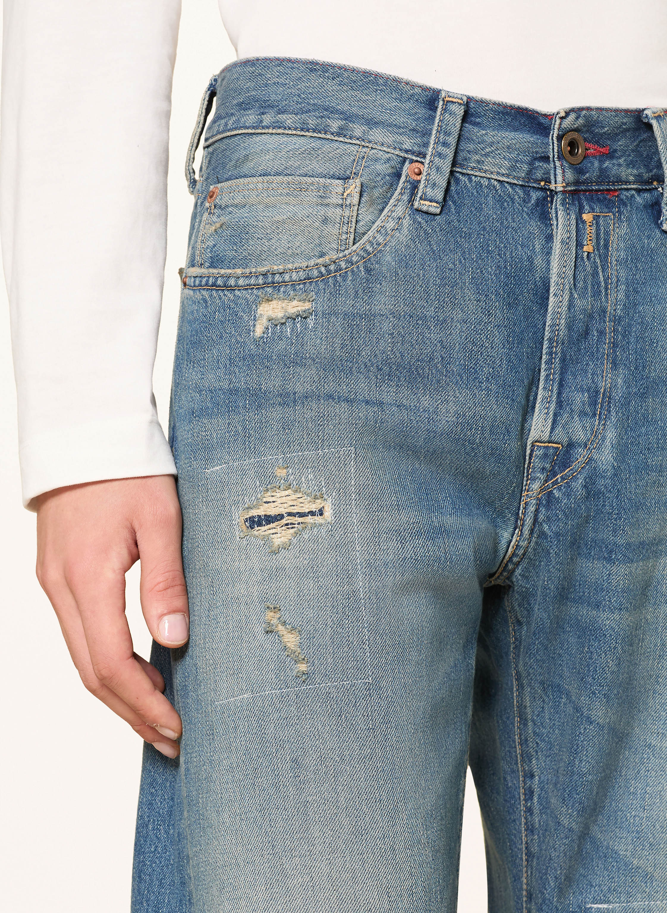 Thumbnail - Replay Destroyed Jeans Deryck Regular Fit blau
