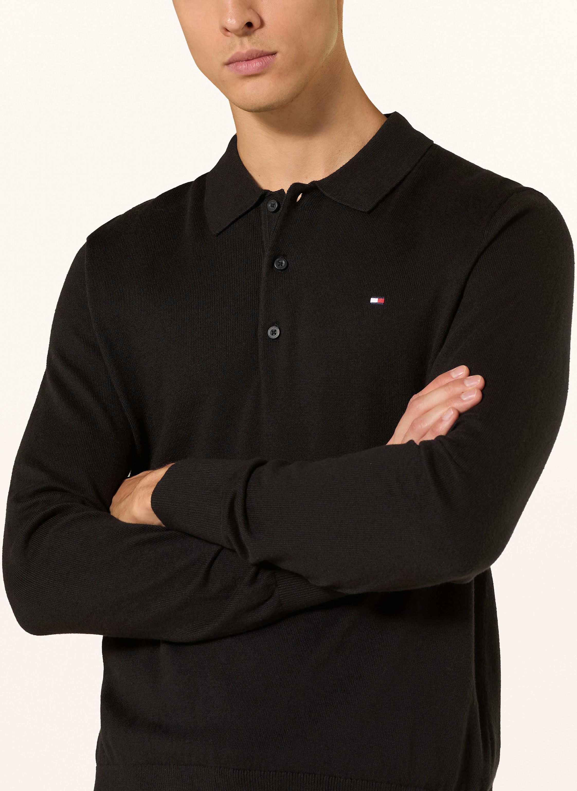 Thumbnail - Tommy Hilfiger Strick-Poloshirt schwarz